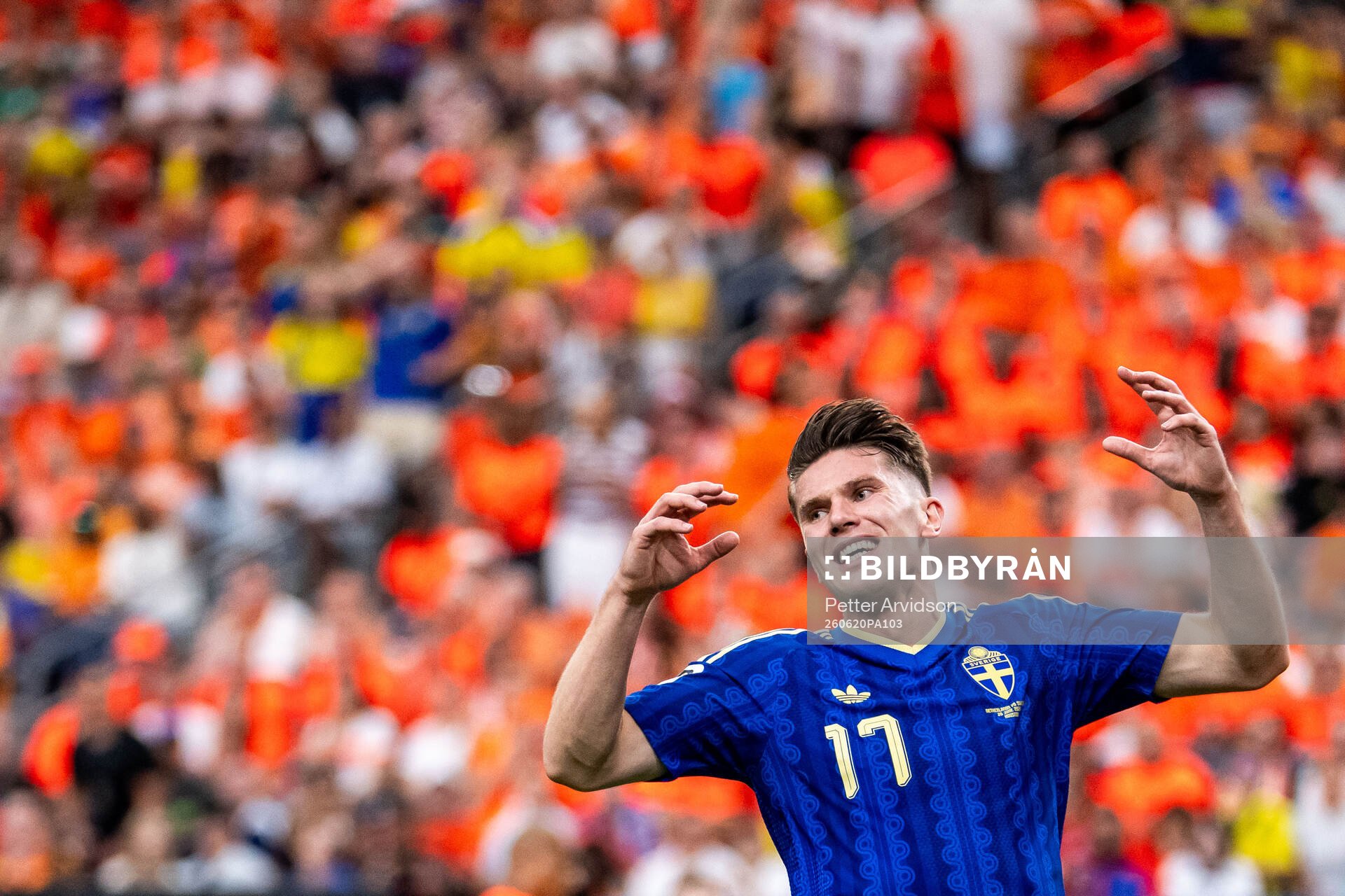 Viktor Gyökeres of Sweden looks dejected
