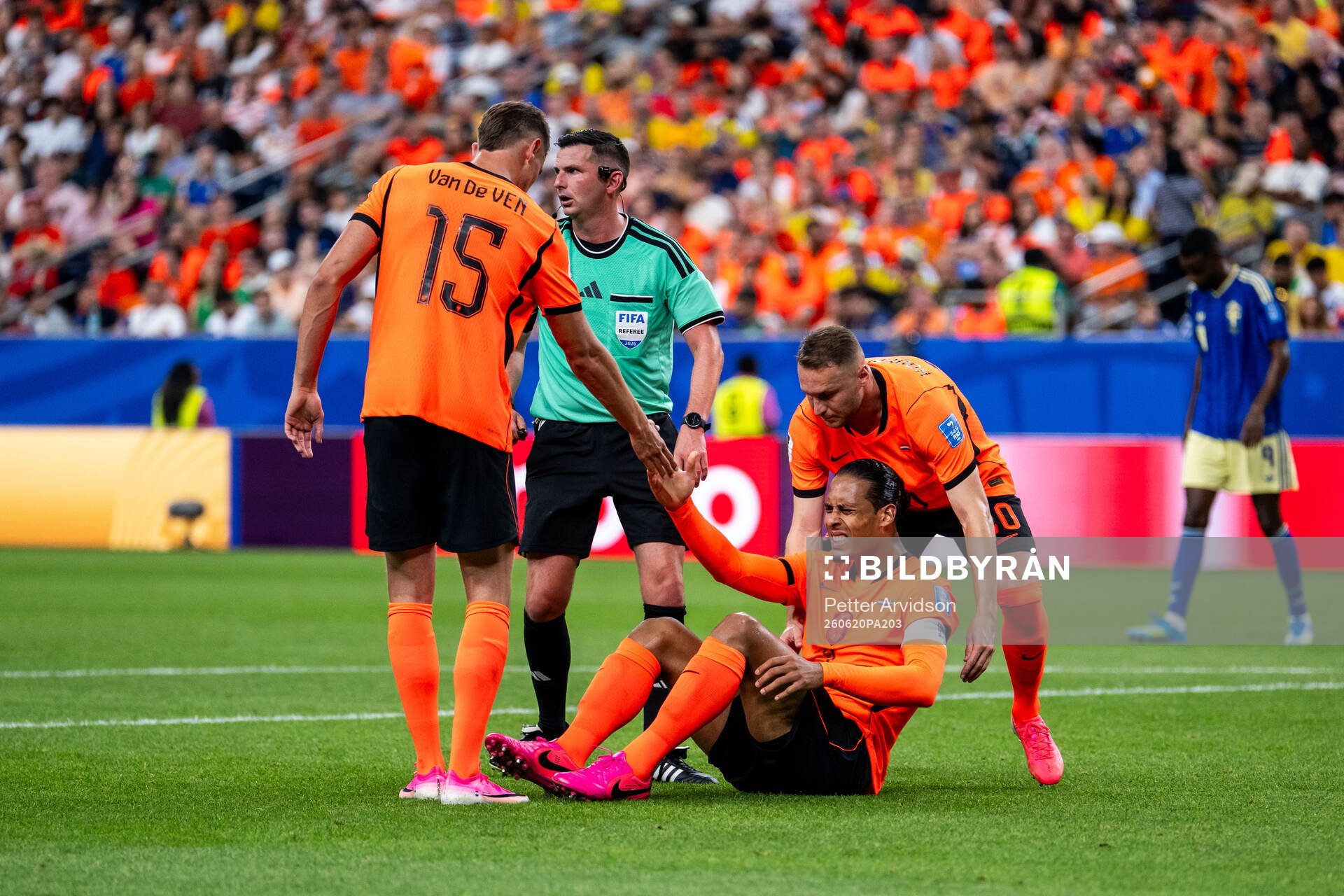 Virgil Van Dijk of Netherlands in pain