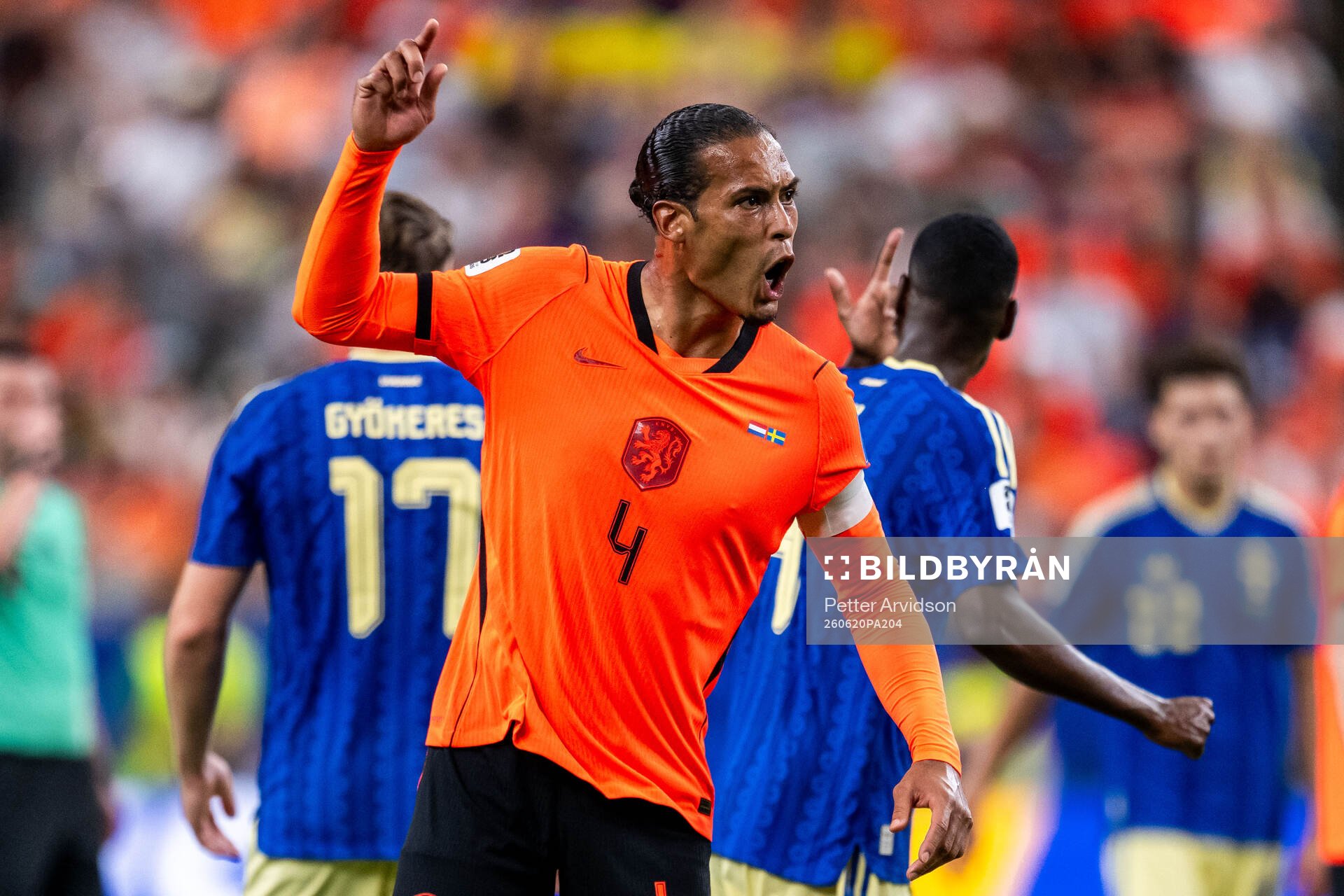 Virgil Van Dijk of Netherlands reacts