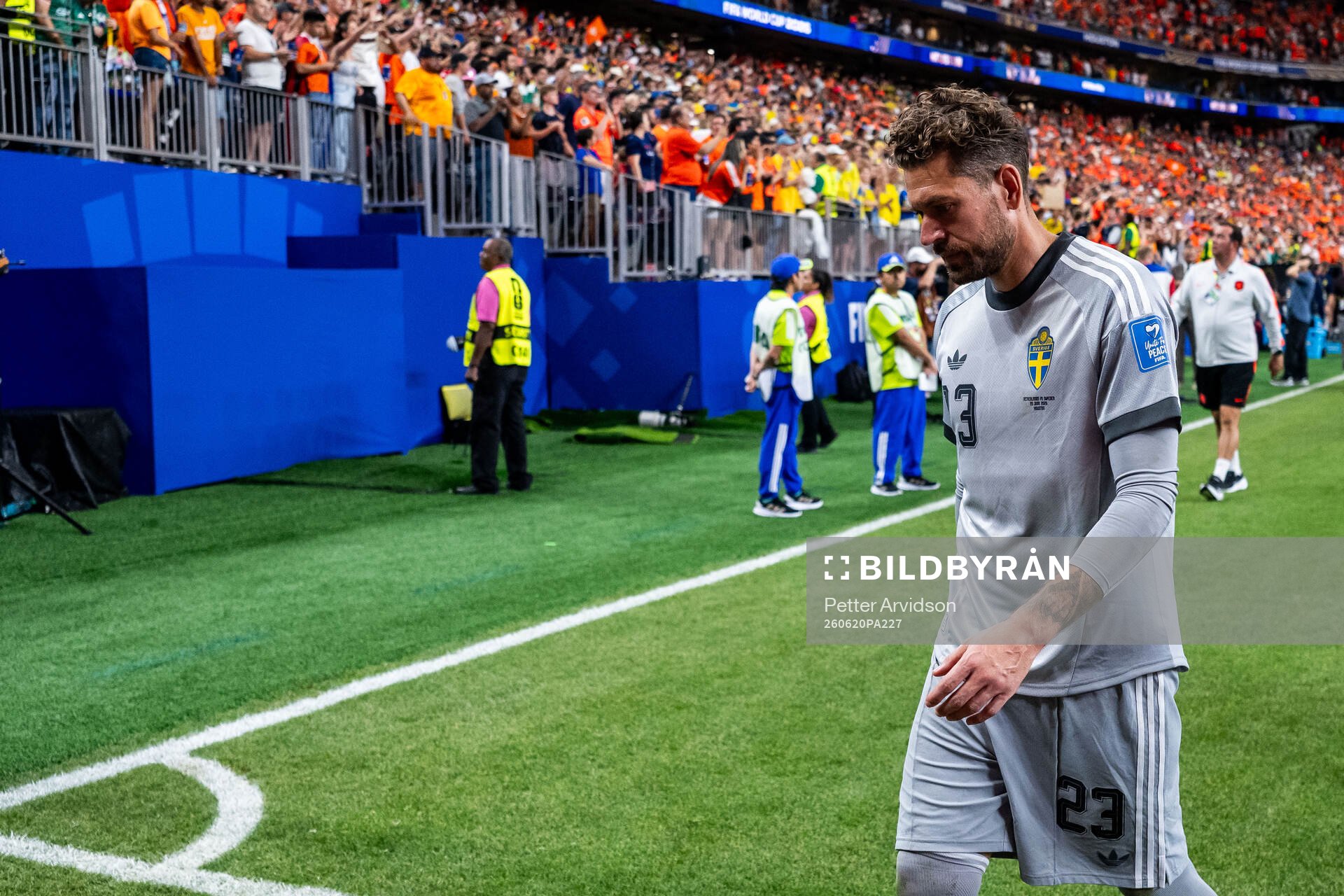 Goalkeeper Kristoffer Nordfeldt of Sweden looks dejected