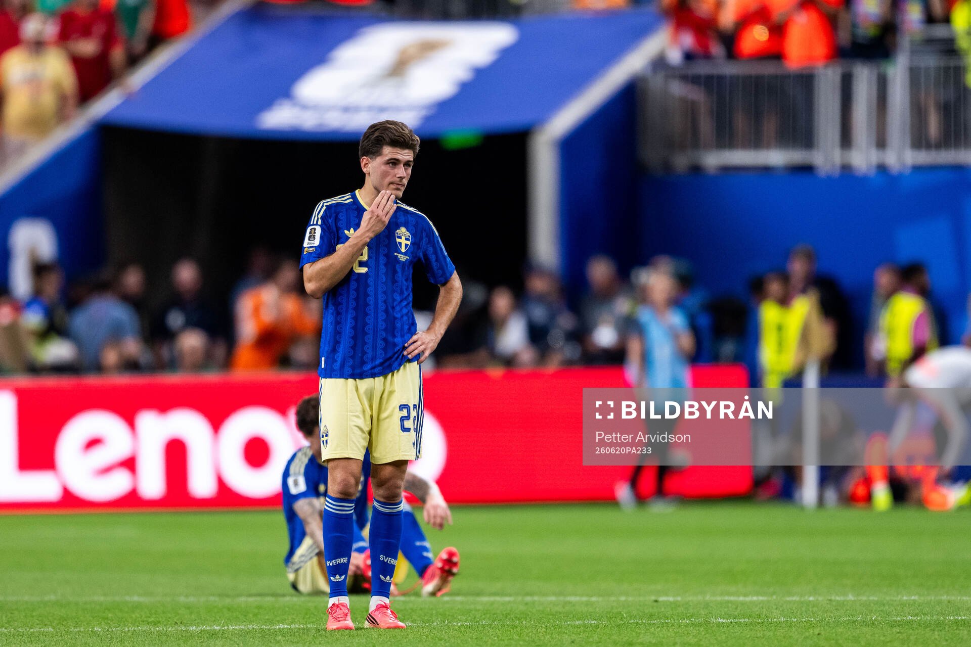 Besfort Zeneli of Sweden looks dejected