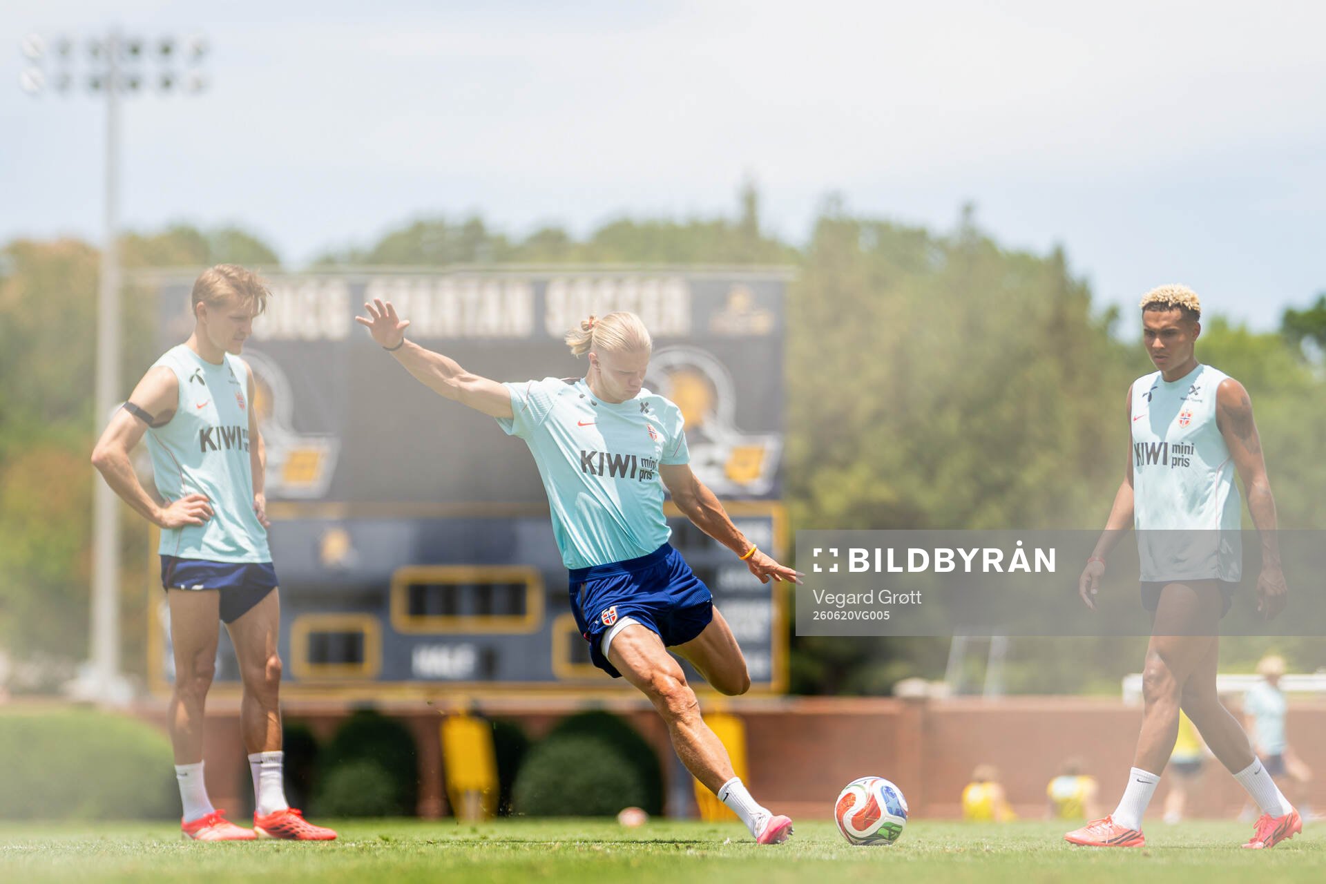 Martin Ødegaard, Erling Braut Haaland and Antonio Nusa of