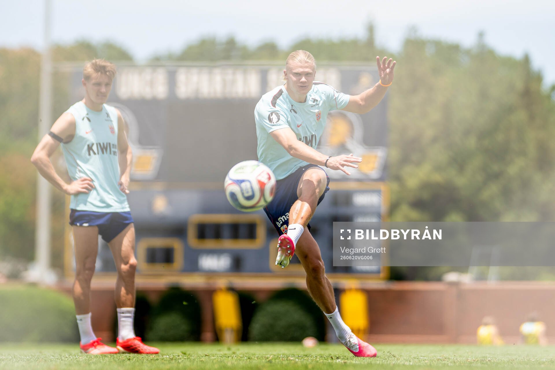 Martin Ødegaard and Erling Braut Haaland of the Norwegian