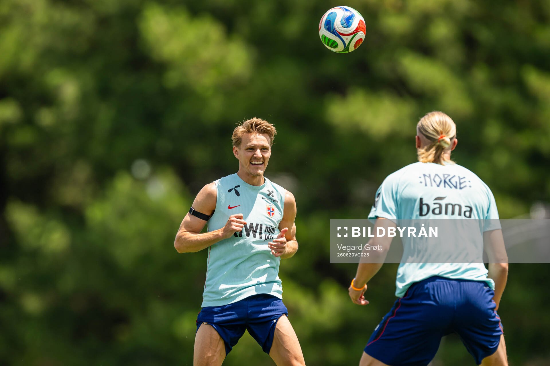 Martin Ødegaard and Erling Braut Haaland of the Norwegian