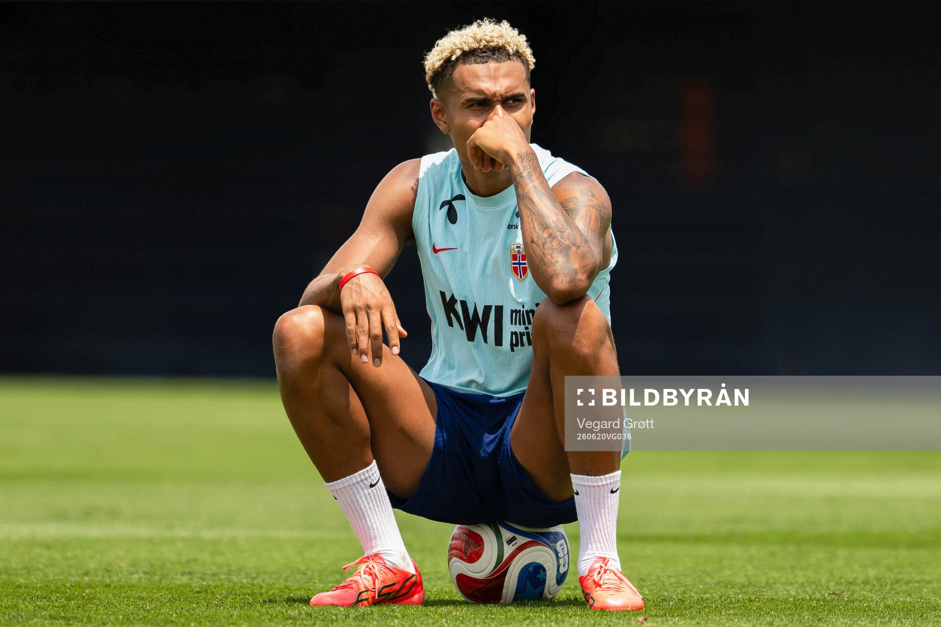 Antonio Nusa of the Norwegian national football team at a