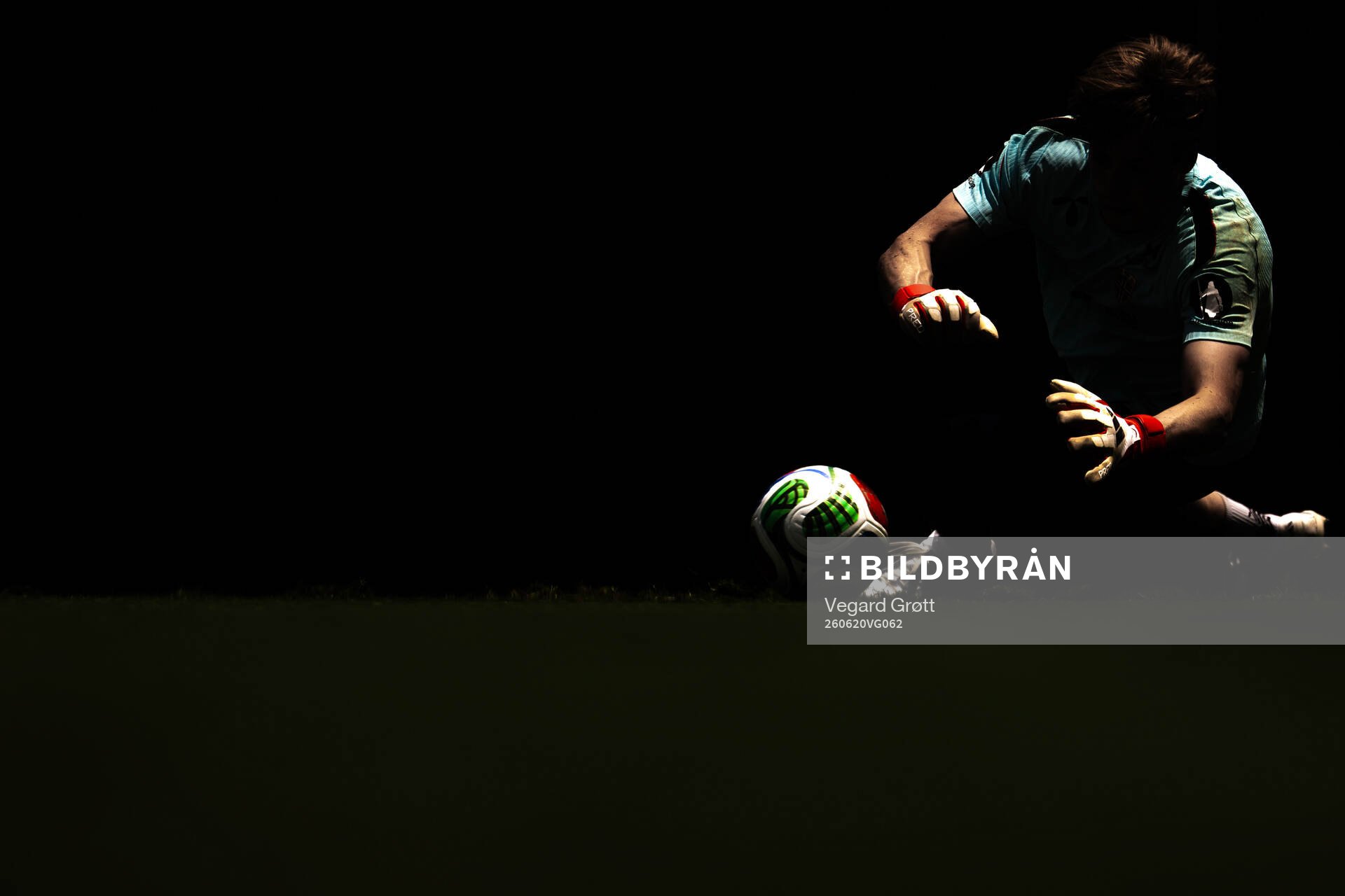 The silhouette of goalkeeper Sander Tangvik of the