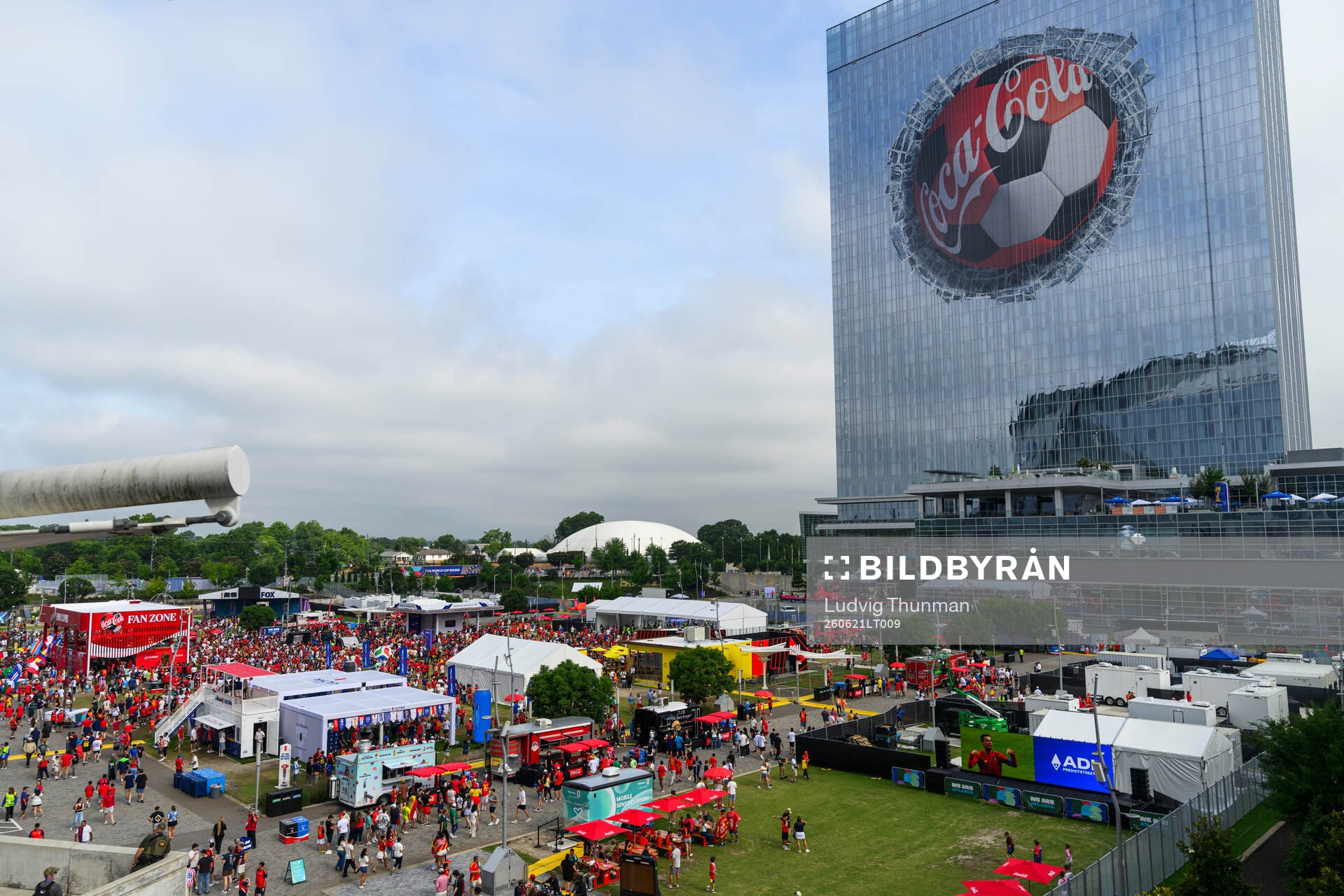 General view of the fan zone outside of Atlanta Stadium