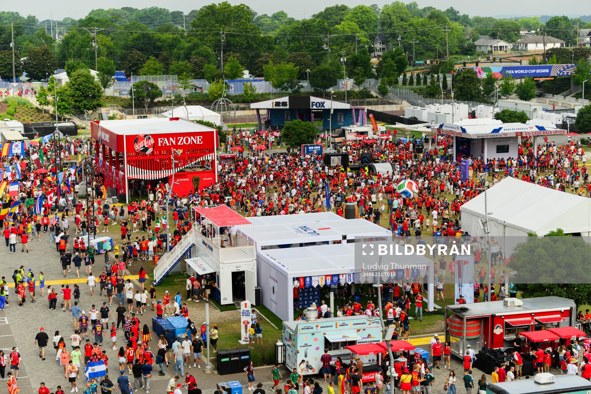 General view of the fan zone outside of Atlanta Stadium