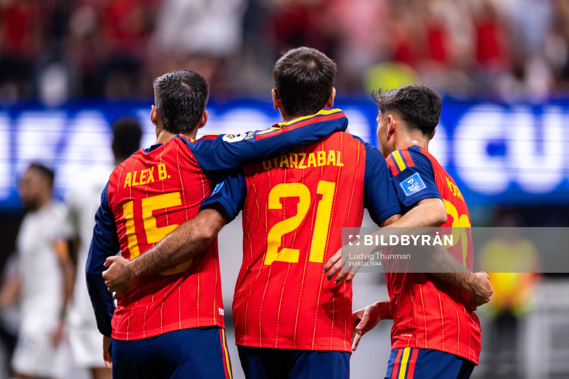 Alex Baena, Mikel Oyarzabal and Pedri of Spain