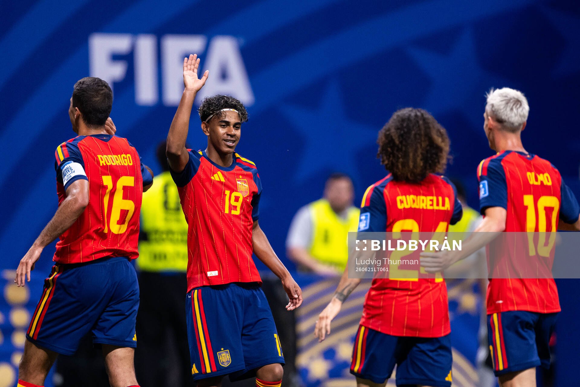 Lamine Yamal of Spain celebrates