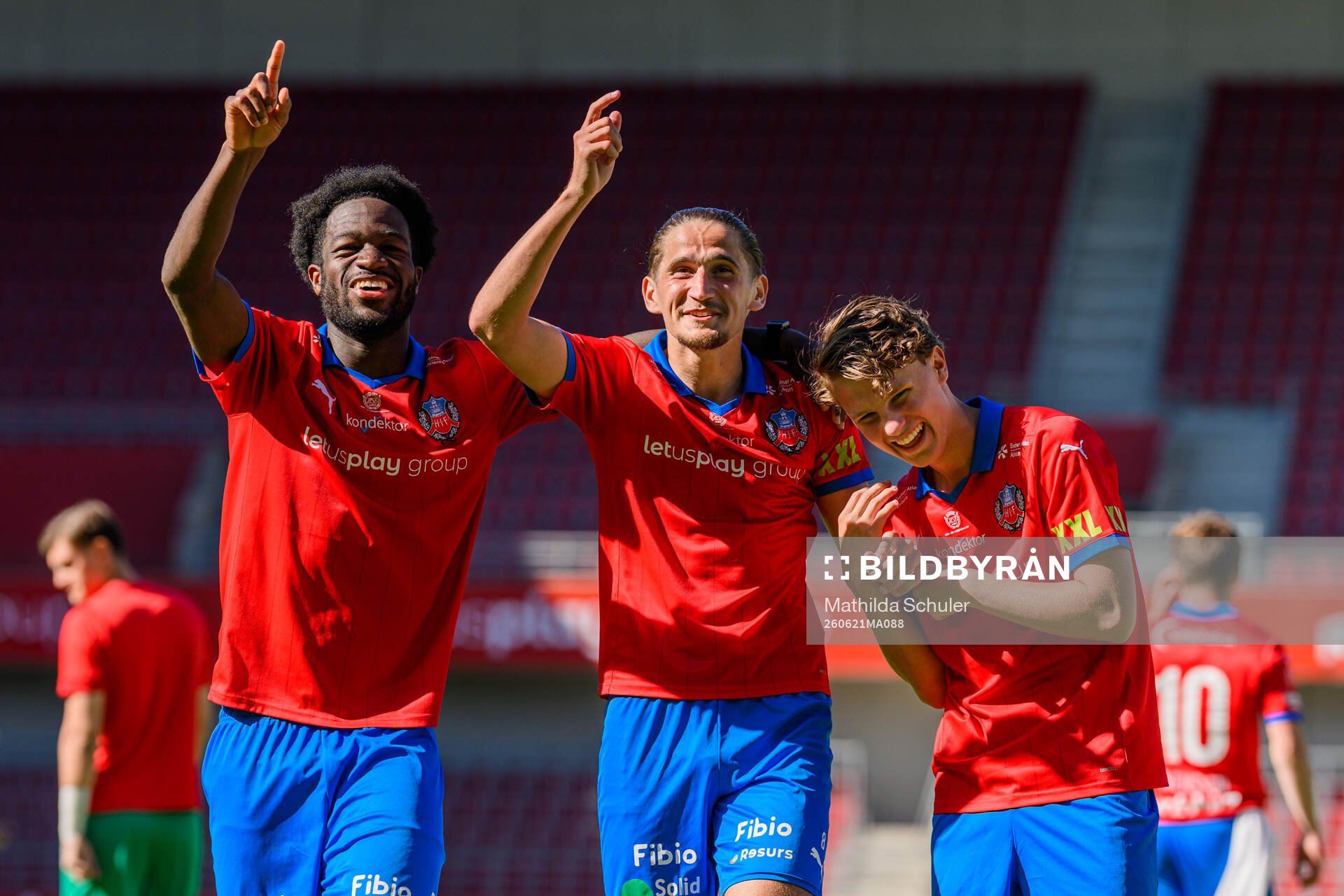Helsingborgs Kevin Nyarko, Ervin Gigovic och Lucas Landgren