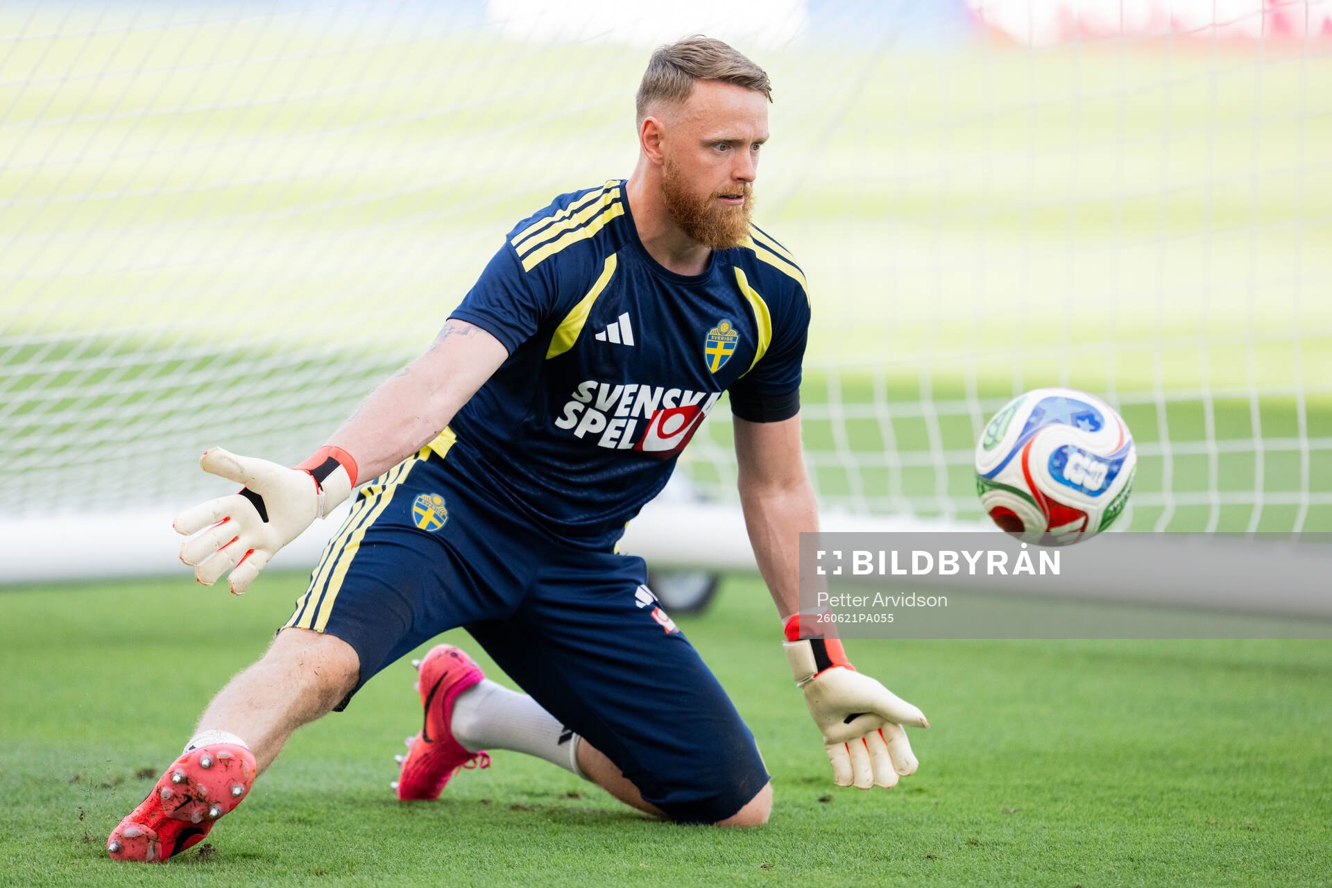 Goalkeeper Viktor Johansson of the Swedish national