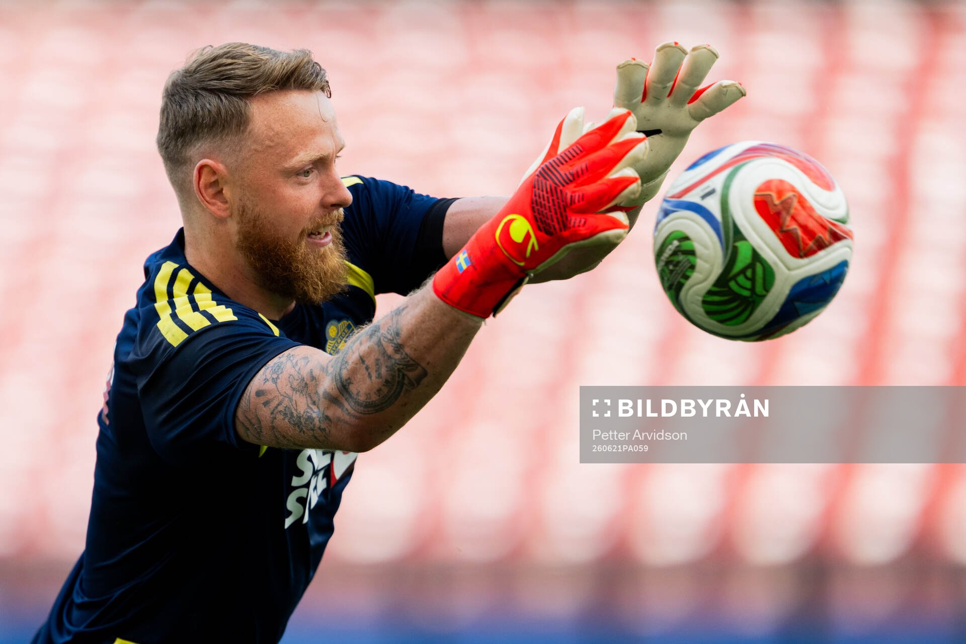 Goalkeeper Viktor Johansson of the Swedish national