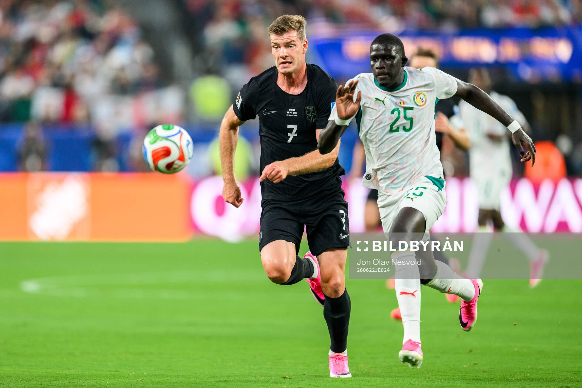 Alexander Sørloth of Norway and El Hadji Malick Diouf of
