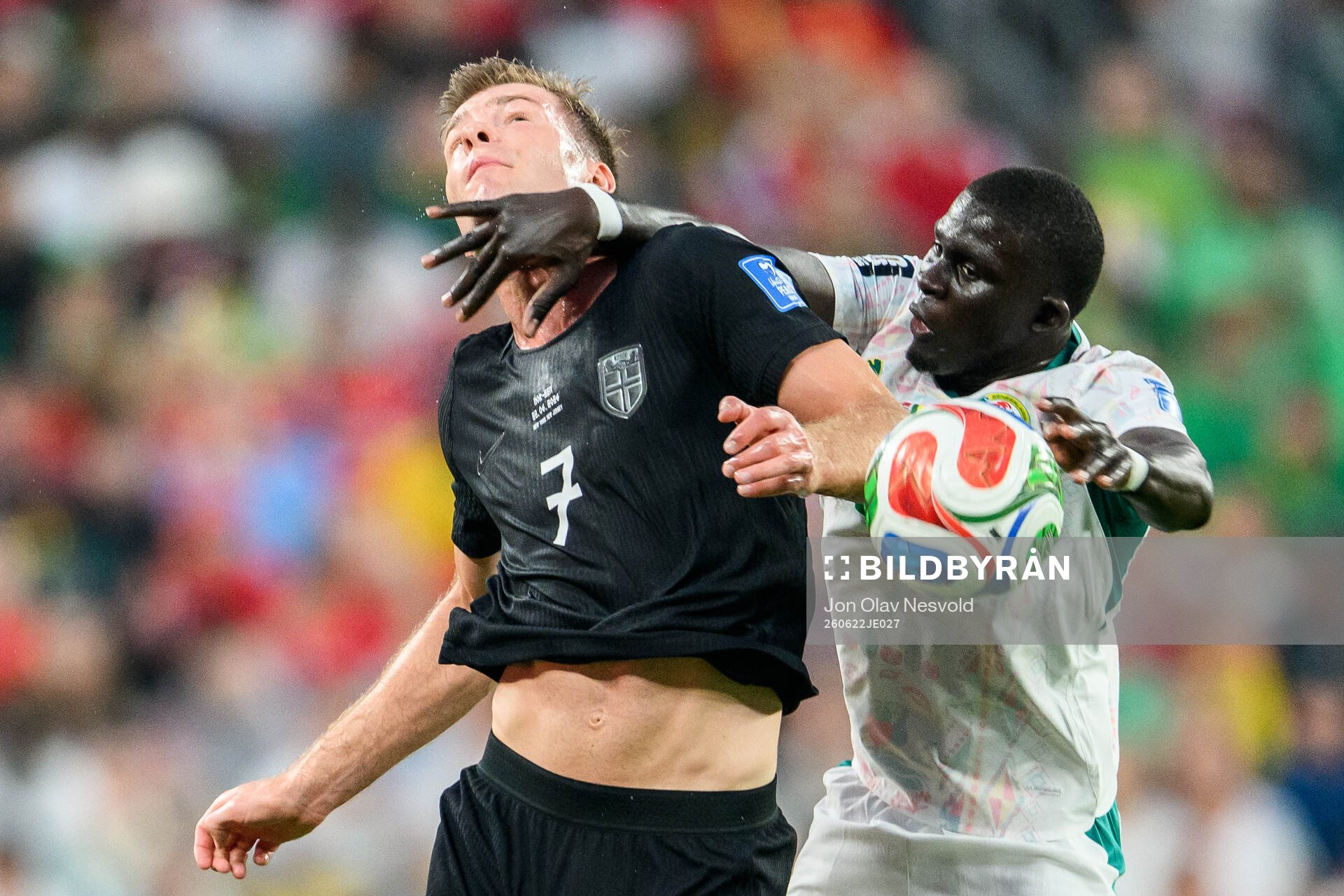 Alexander Sørloth of Norway and El Hadji Malick Diouf of