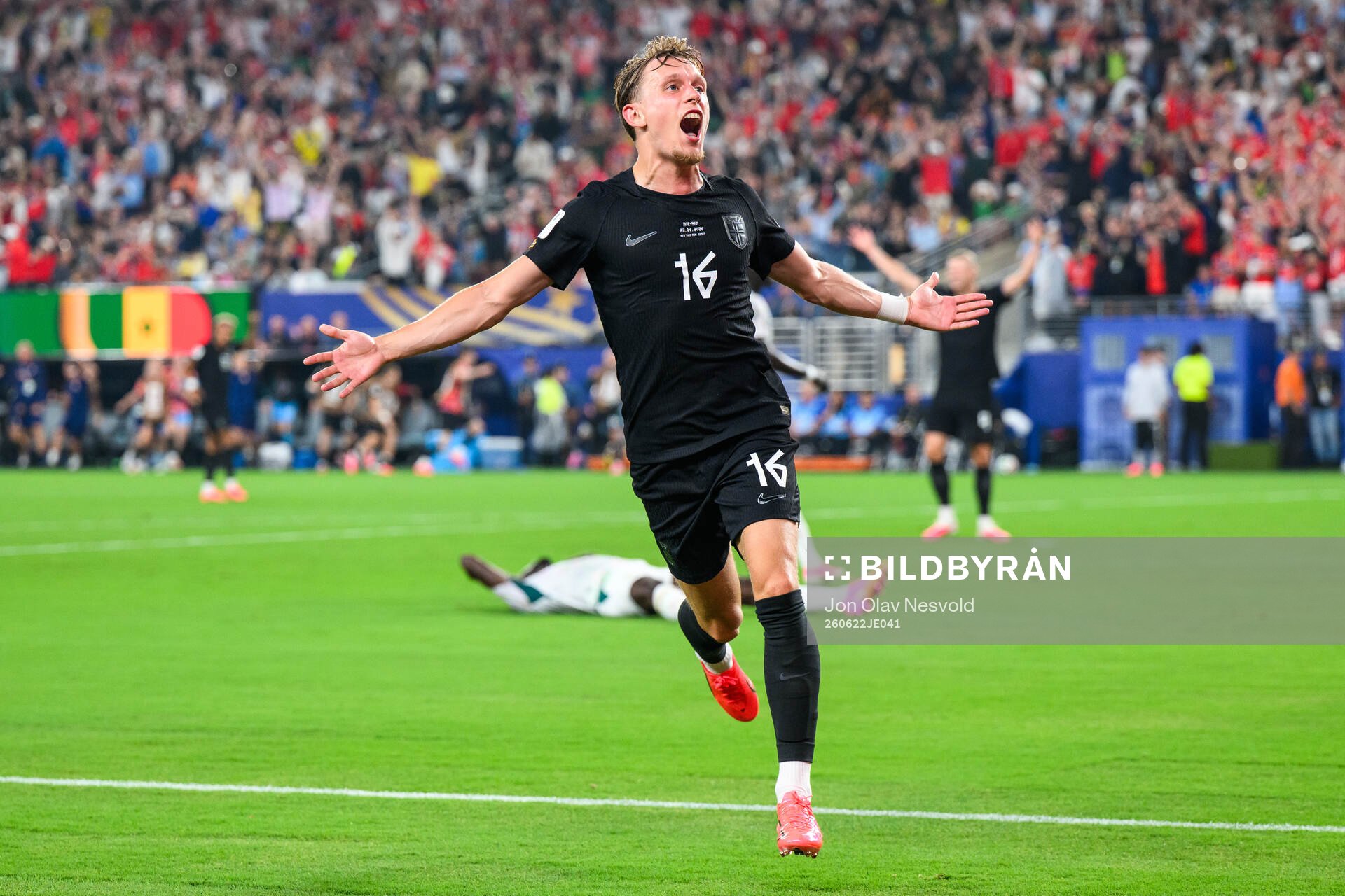 Marcus Holmgren Pedersen of Norway celebrates