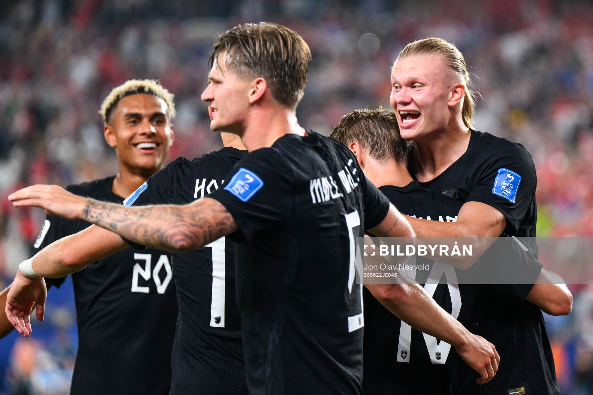 Antonio Nusa, Martin Ødegaard and Erling Braut Haaland of