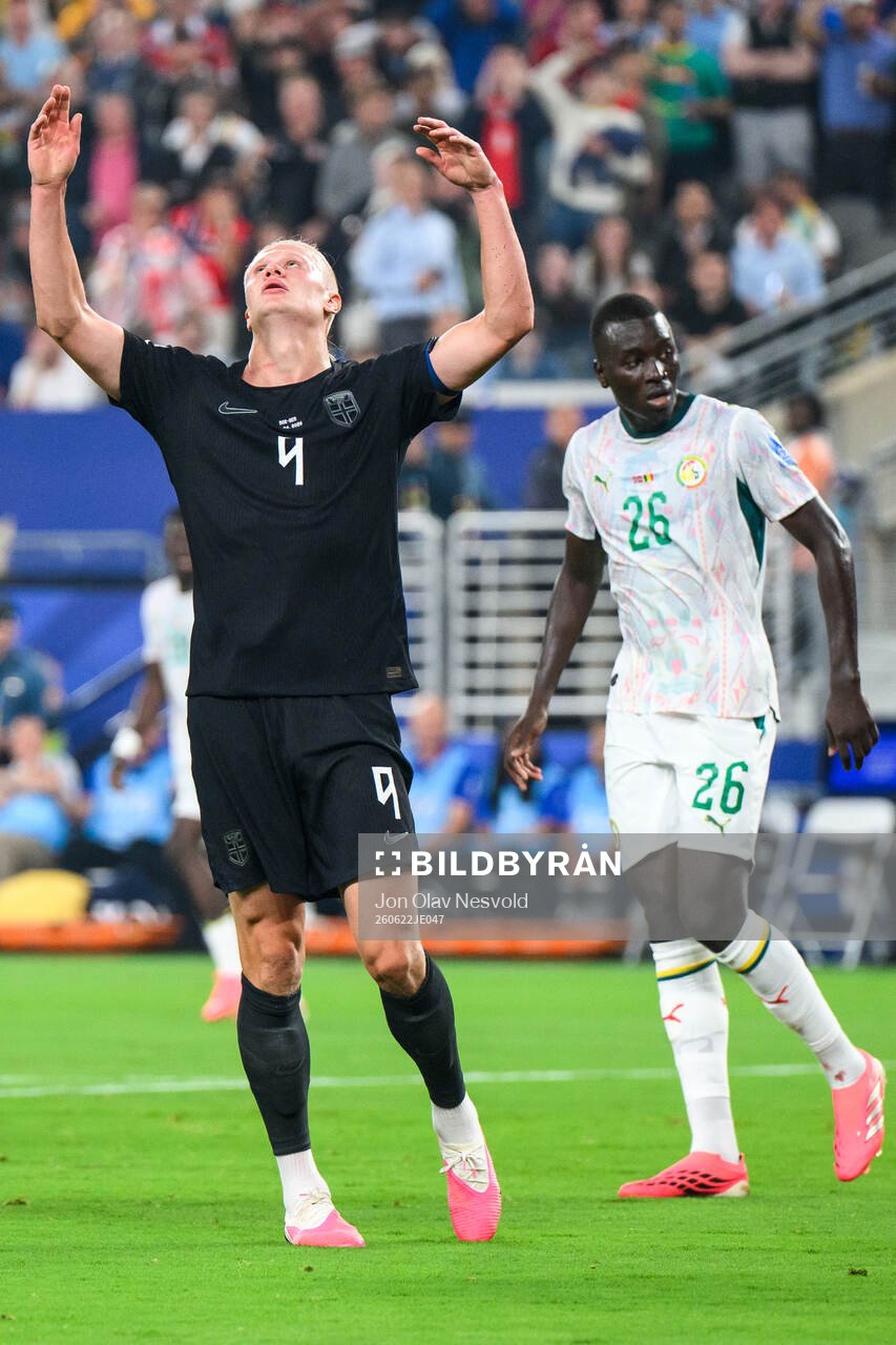 Erling Braut Haaland of Norway reacts