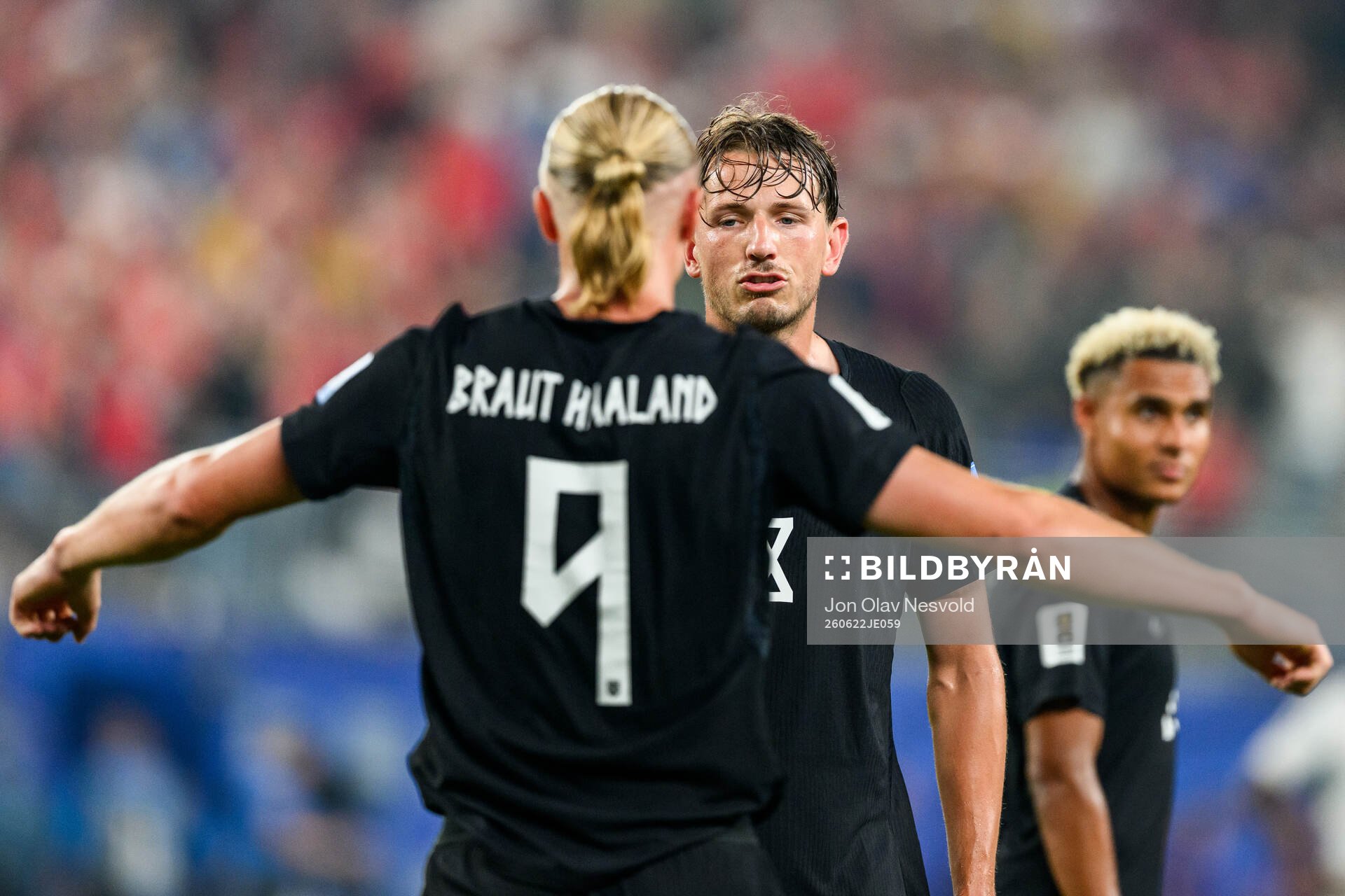 Erling Braut Haaland and Sander Berge of Norway celebrate