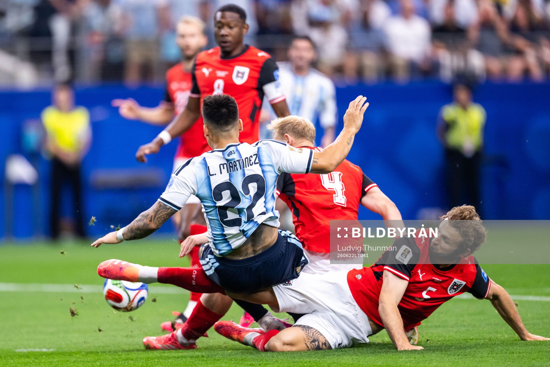 Lautaro Martinez of Argentina against Xaver Schlager and