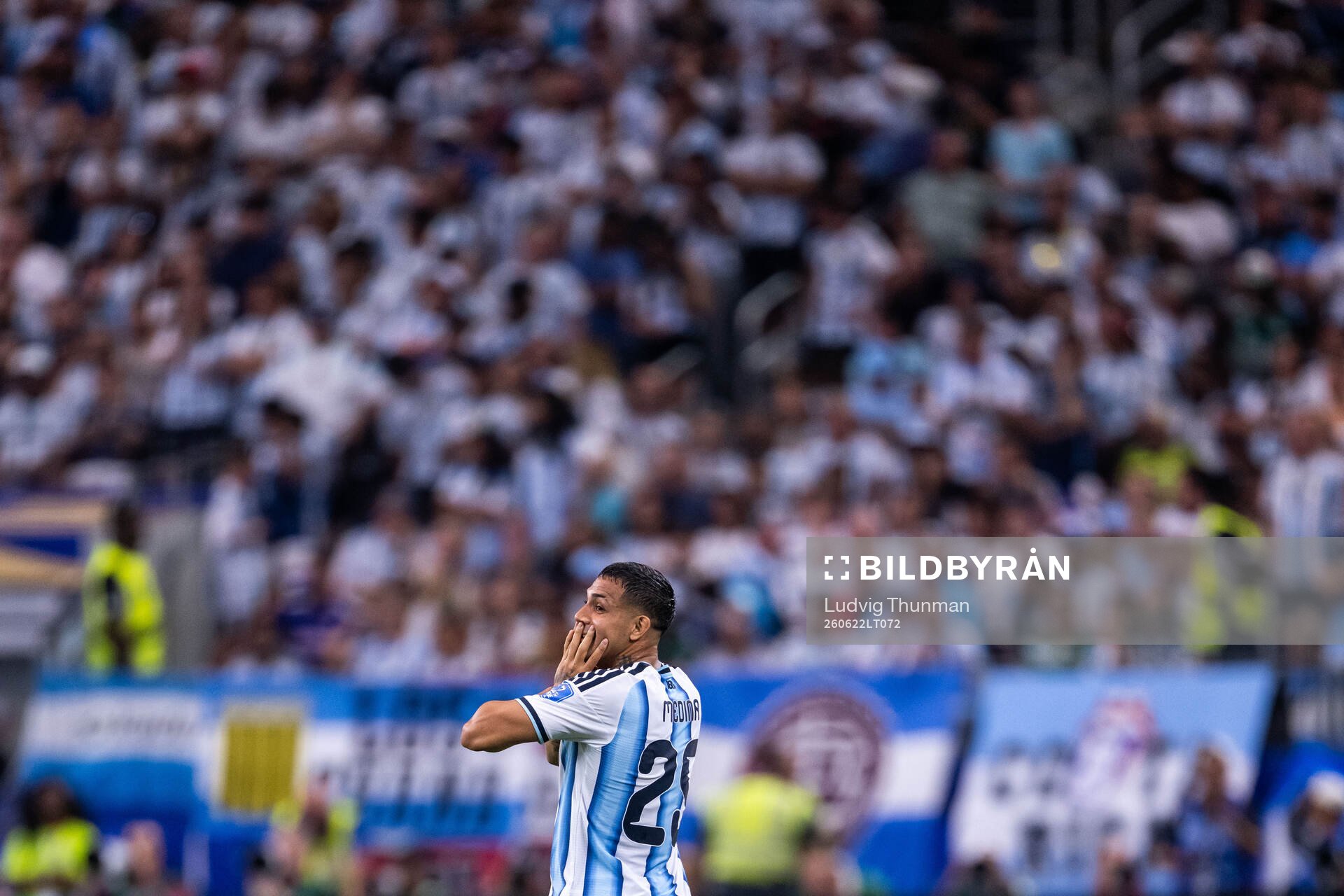 Facundo Medina of Argentina looks dejected
