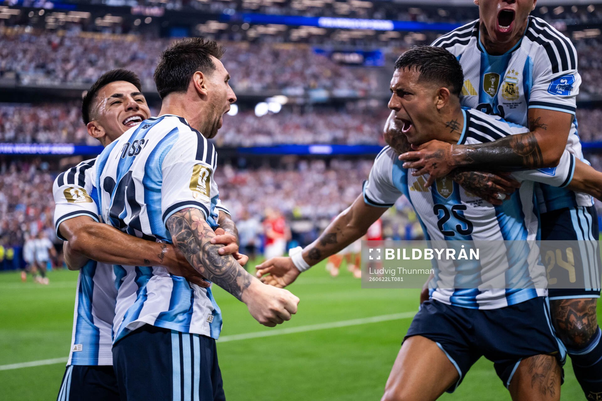 Lionel Messi of Argentina celebrates with Enzo Fernandez,