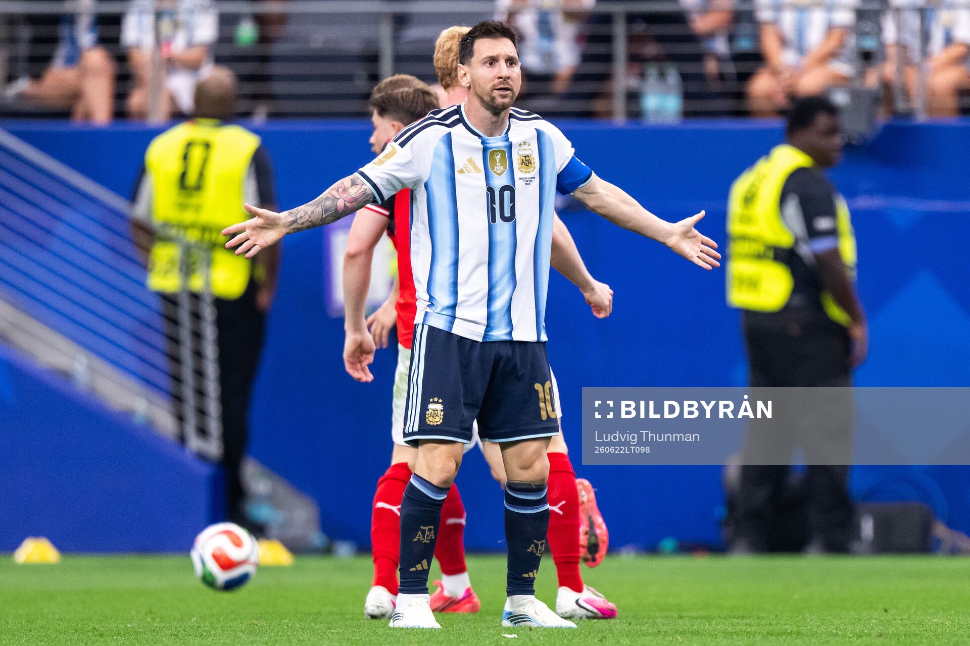 Lionel Messi of Argentina reacts