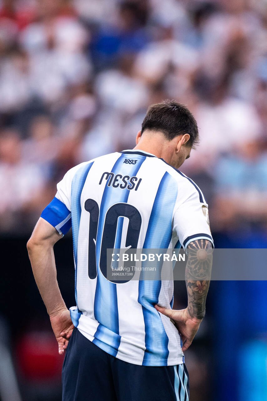 Lionel Messi of Argentina looks dejected