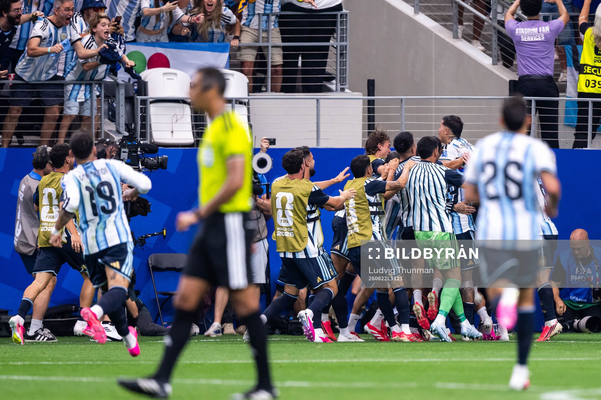 Lionel Messi of Argentina celebrates with team mates