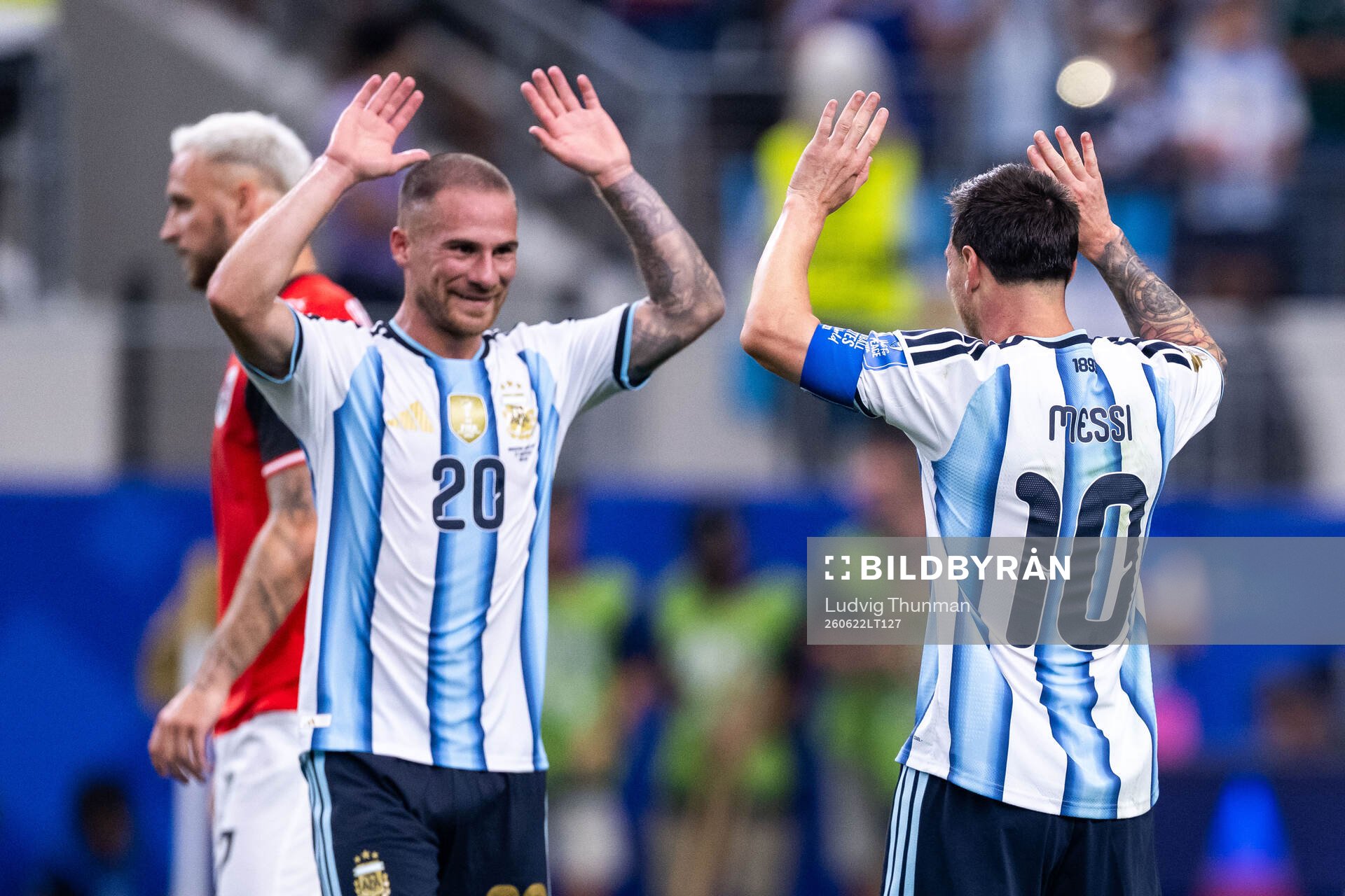 Alexis Mac Allister and Lionel Messi of Argentina celebrate