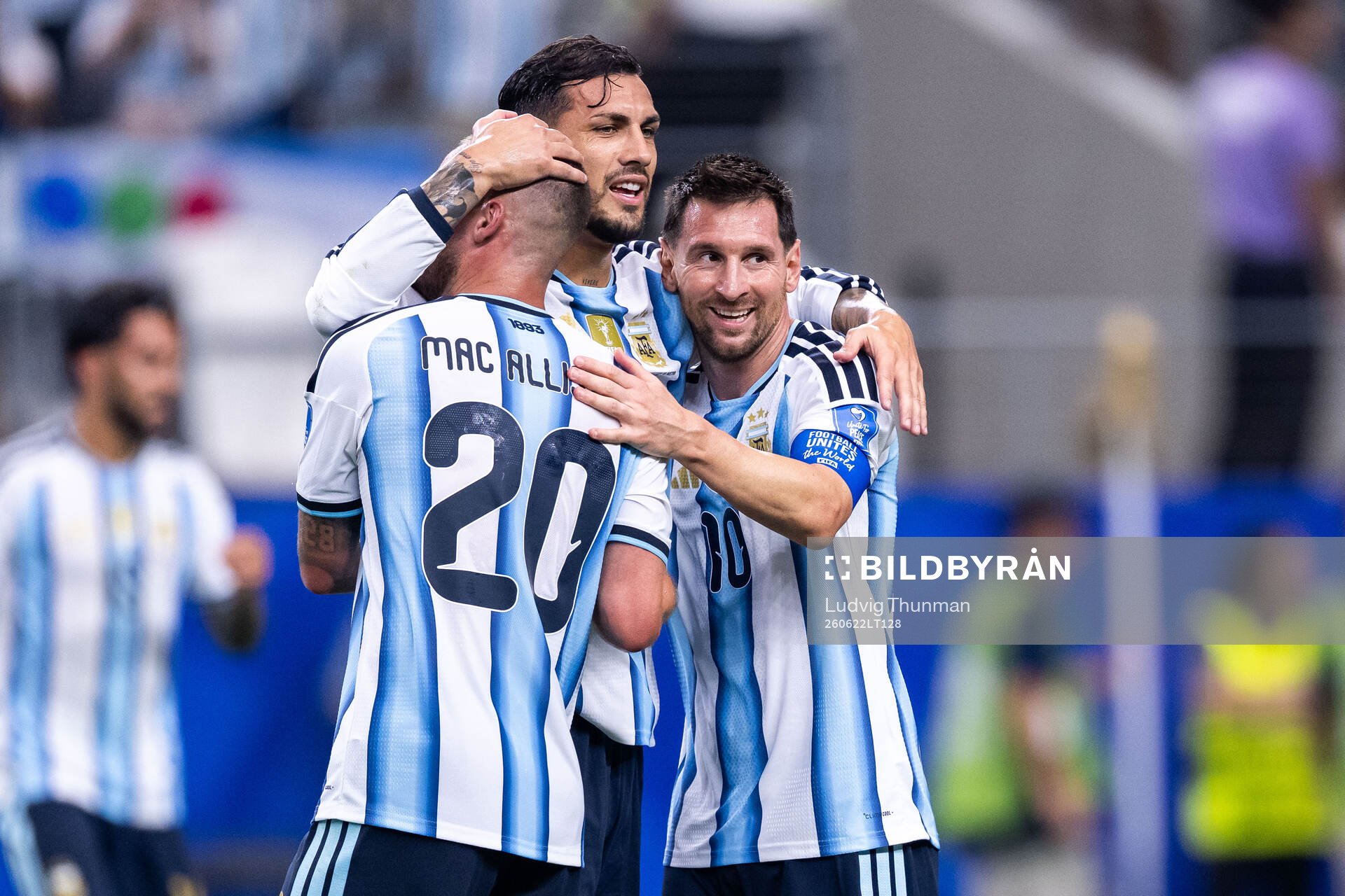 Alexis Mac Allister, Leandro Paredes and Lionel Messi of