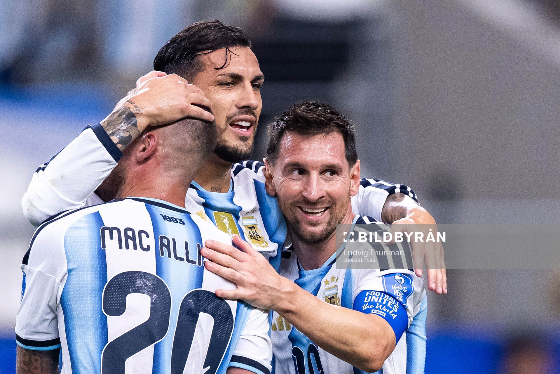 Alexis Mac Allister, Leandro Paredes and Lionel Messi of
