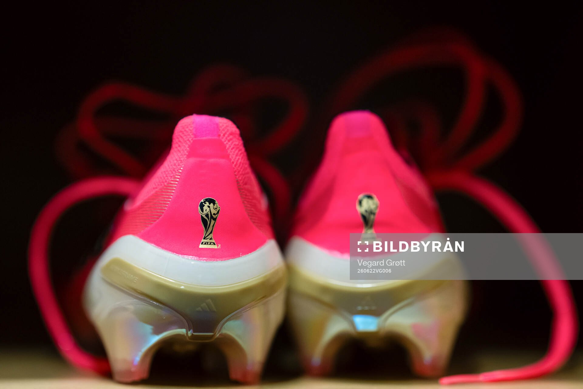 The shoes of Martin Ødegaard of Norway in the dressing room
