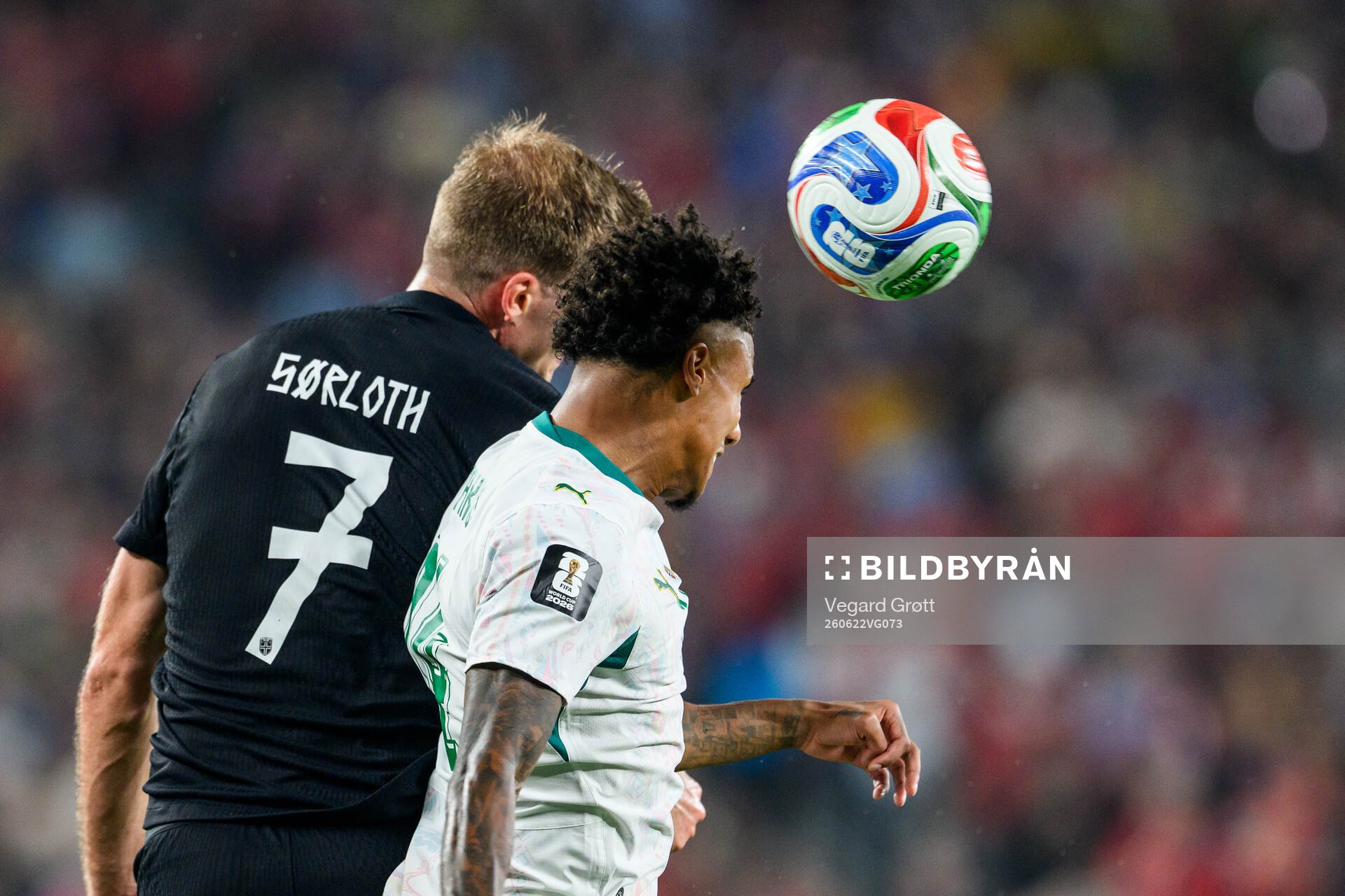 Alexander Sørloth of Norway and Ismail Jakobs of Senegal