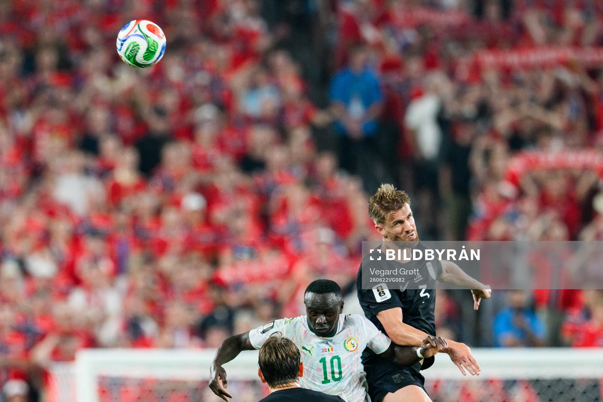 Sadio Mane of Senegal and Kristoffer Ajer of Norway