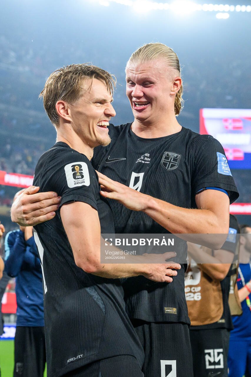 Martin Ødegaard and Erling Braut Haaland of Norway