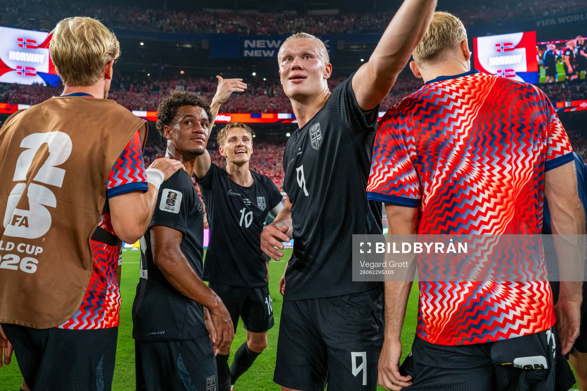 Oscar Bobb, Martin Ødegaard and Erling Braut Haaland of