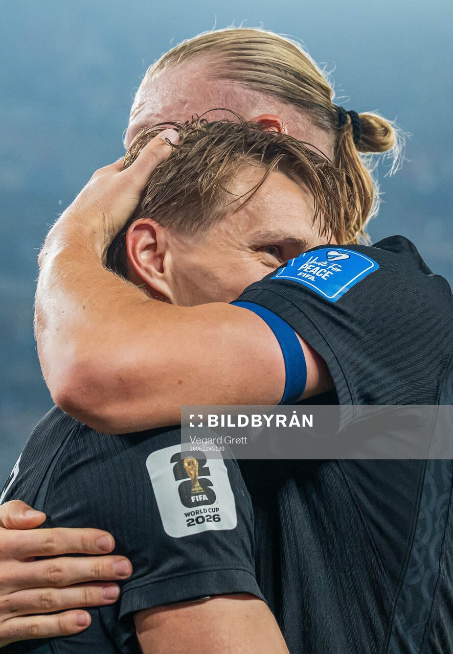 Martin Ødegaard and Erling Braut Haaland of Norway