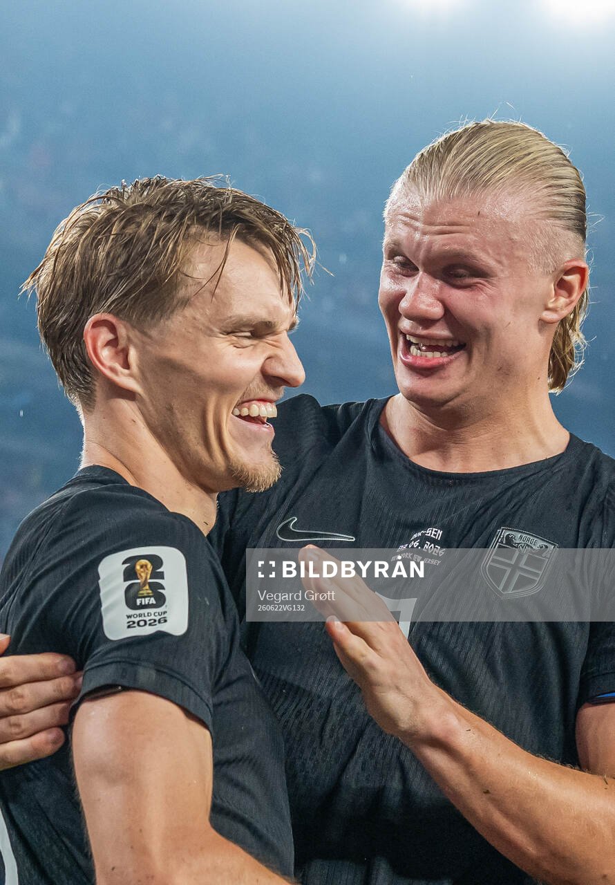 Martin Ødegaard and Erling Braut Haaland of Norway