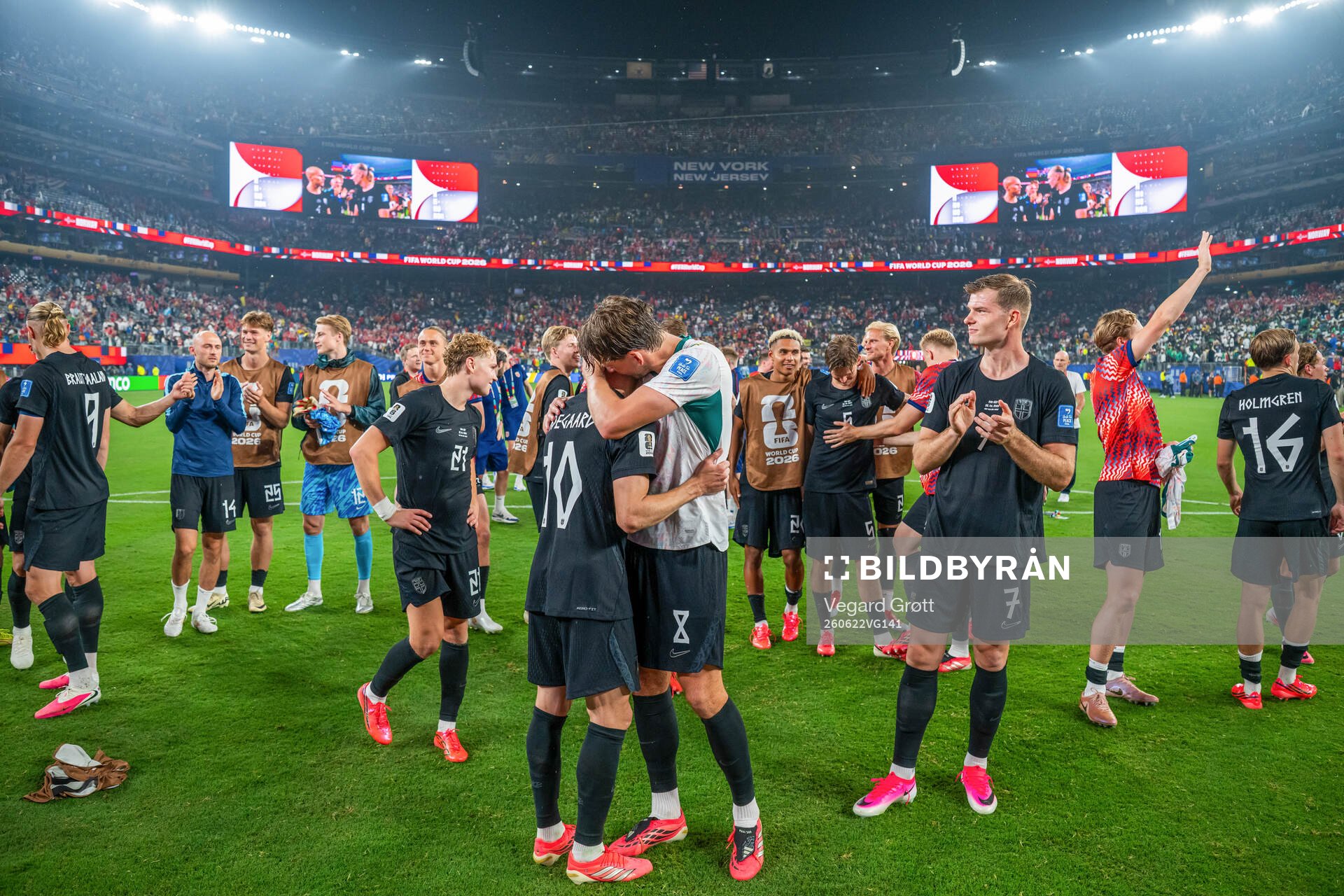 Martin Ødegaard and Sander Berge of Norway celebrate