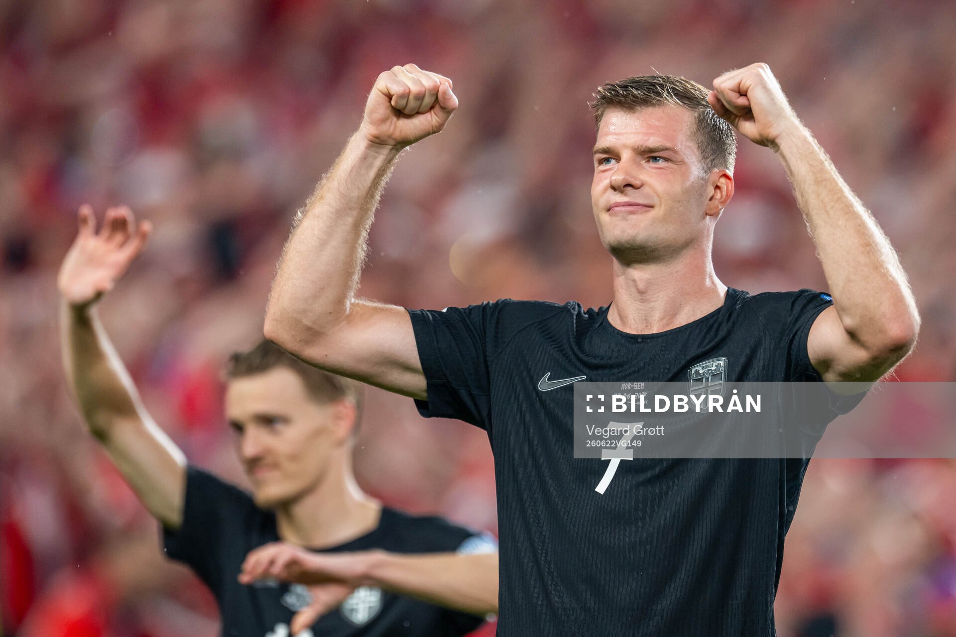Alexander Sørloth of Norway celebrates