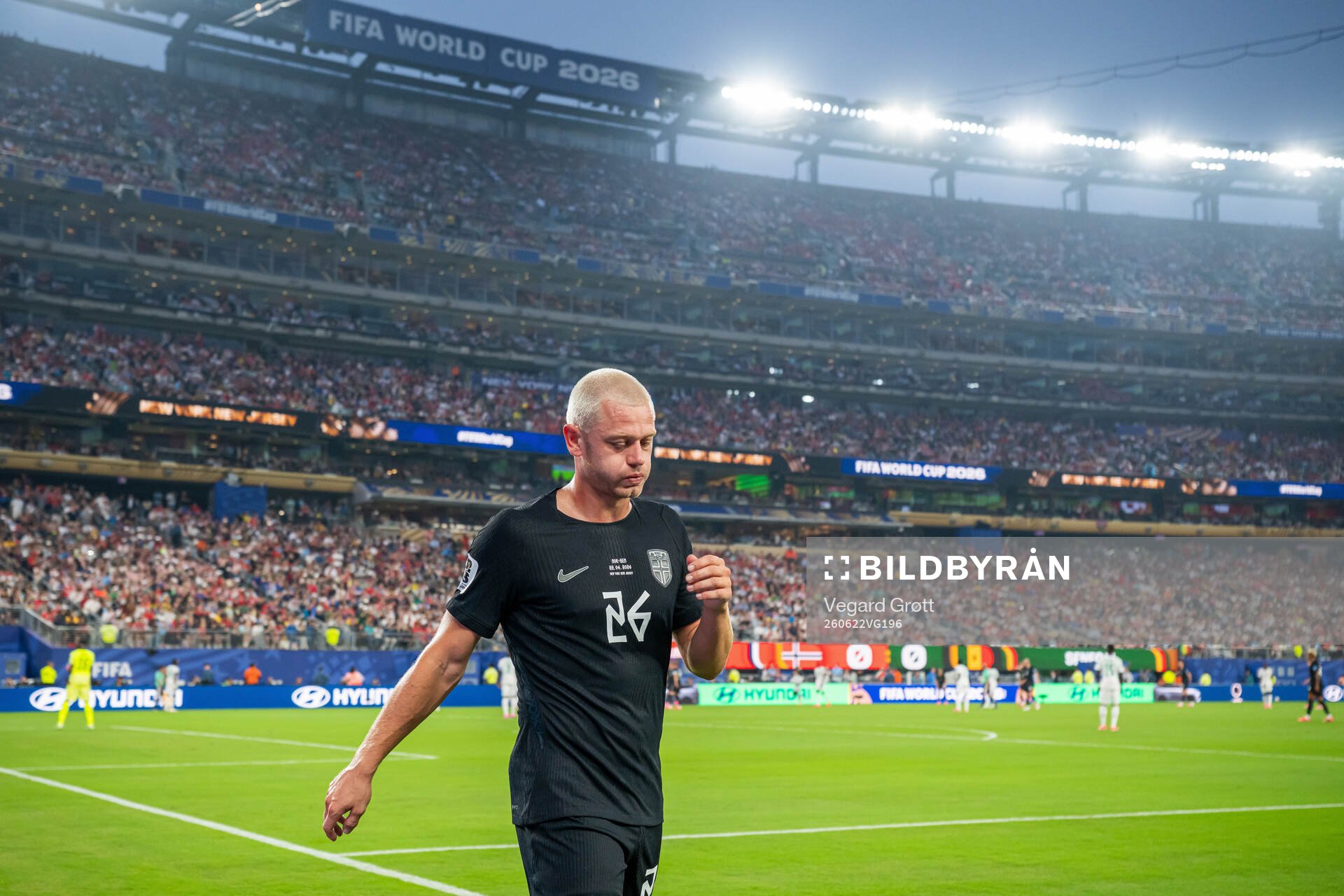Julian Ryerson of Norway walks off with an injury