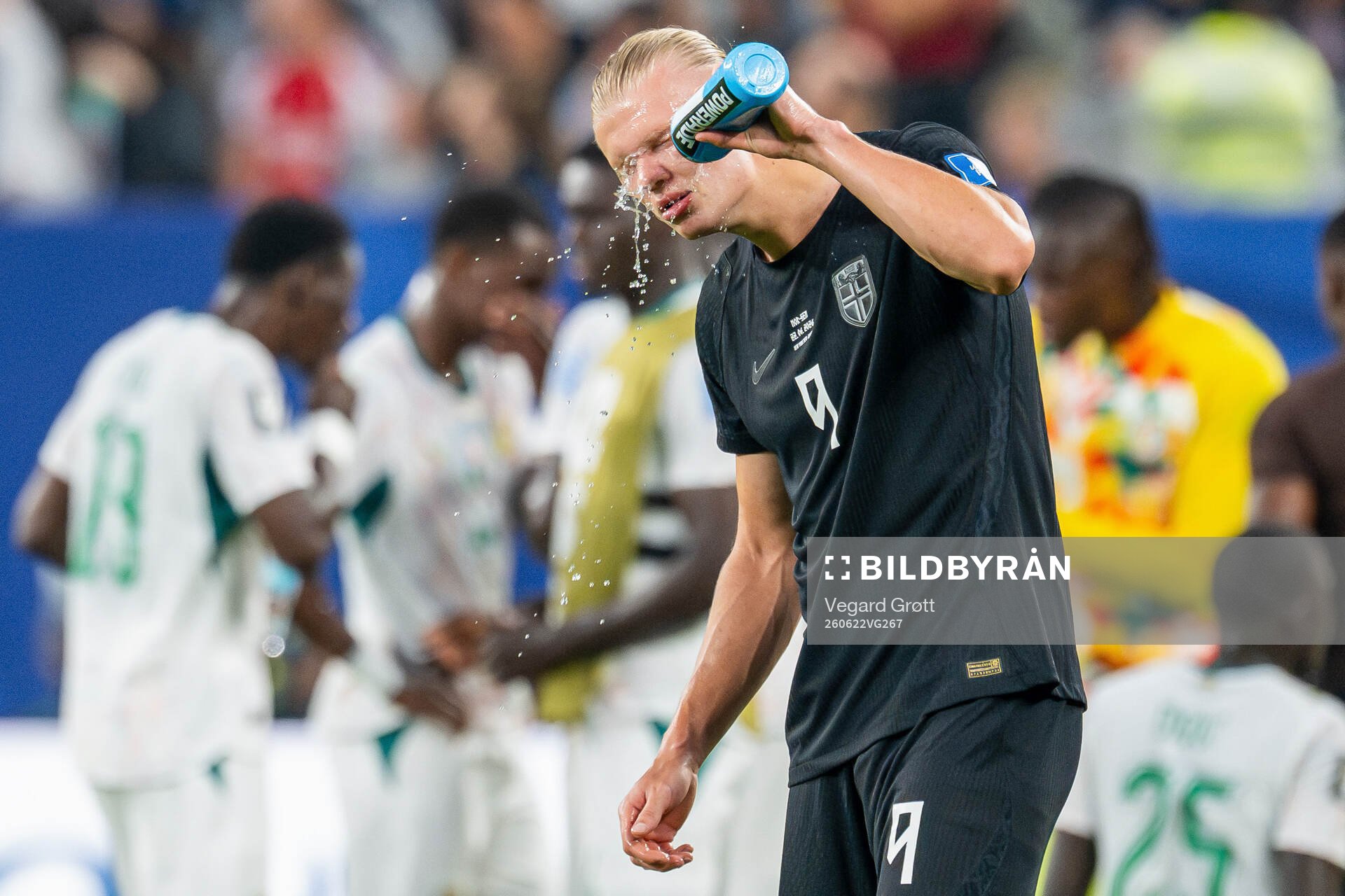 Erling Braut Haaland of Norway at a hydration break