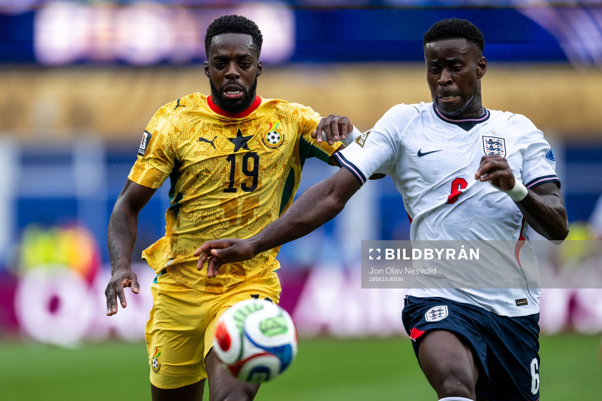 Inaki Williams of Ghana and Marc Guehi of England