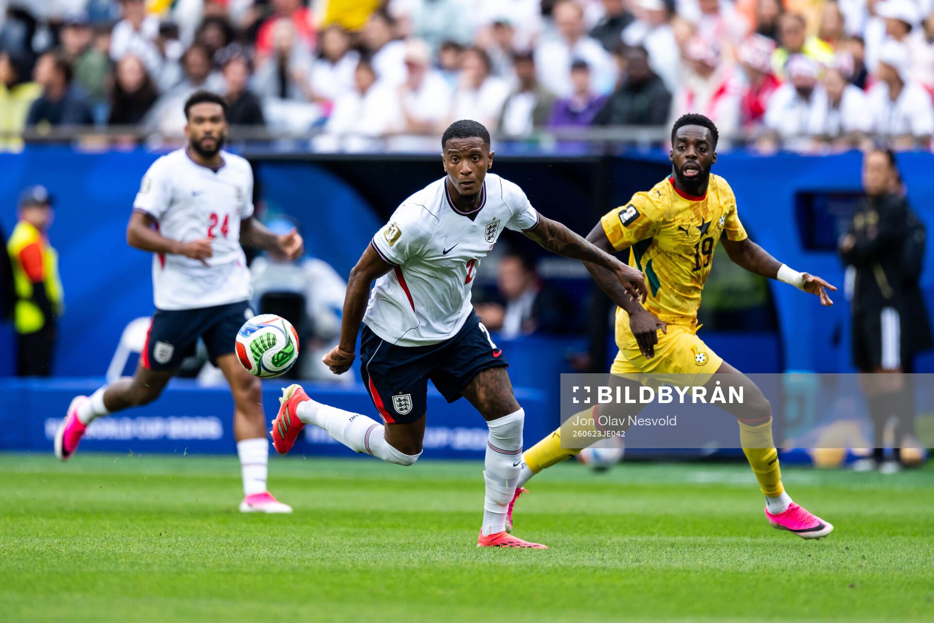 Ezri Konsa of England and Inaki Williams of Ghana