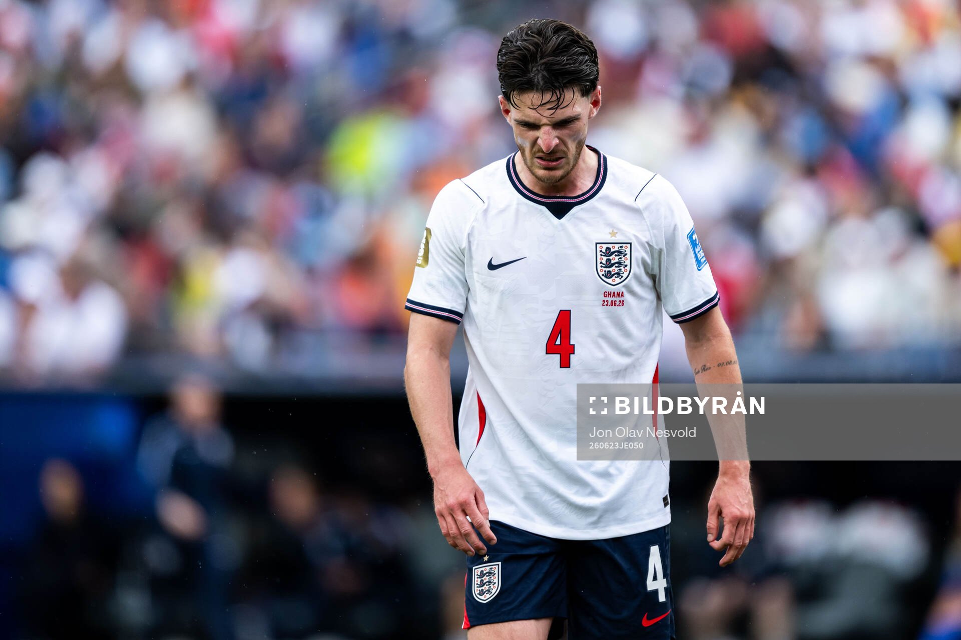 Declan Rice of England looks dejected