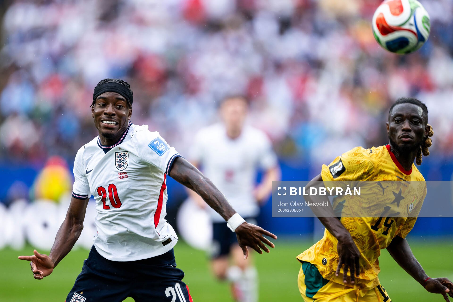 Anthony Gordon of England and Gideon Mensah of Ghana