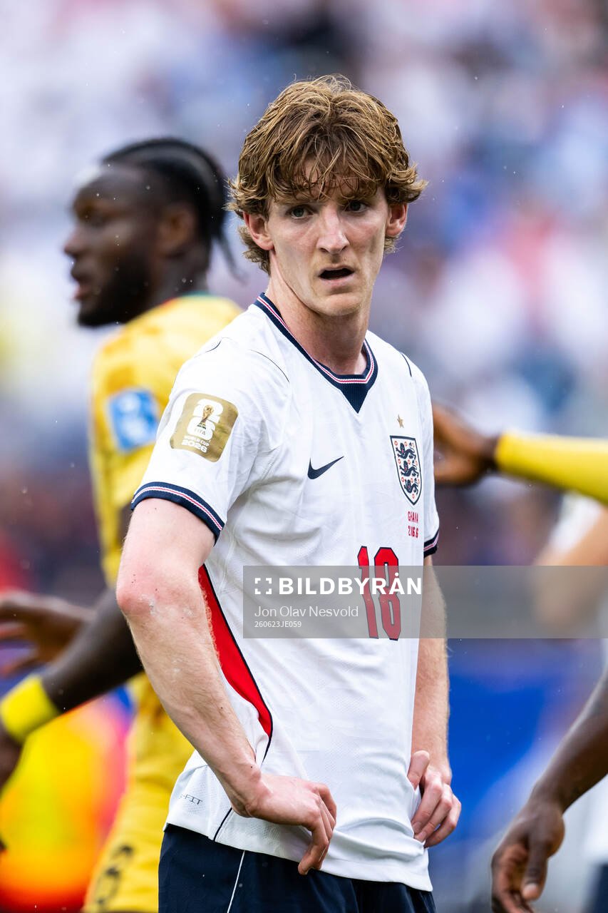Anthony Gordon of England looks dejected