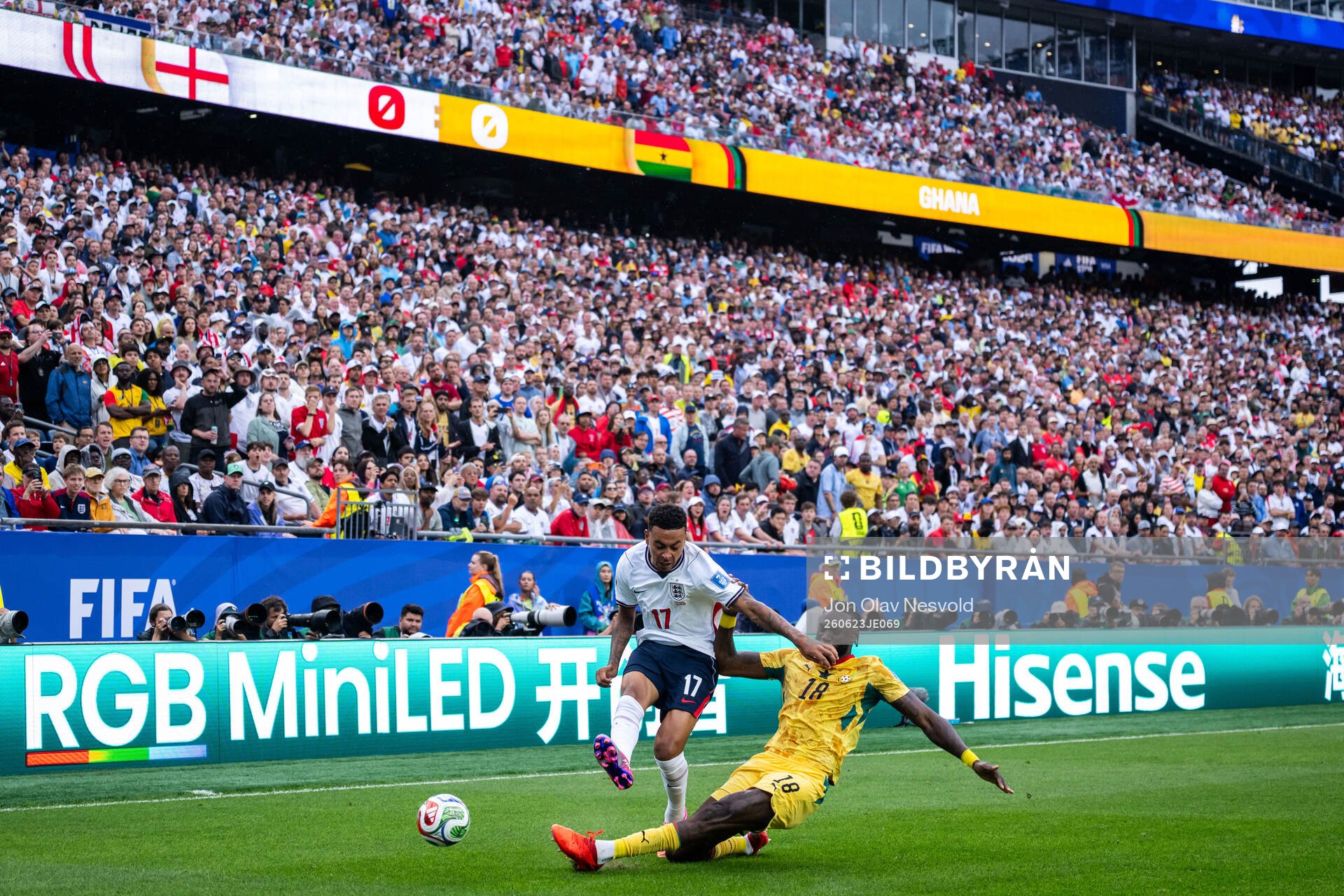 Morgan Rogers of England and Jerome Opoku of Ghana