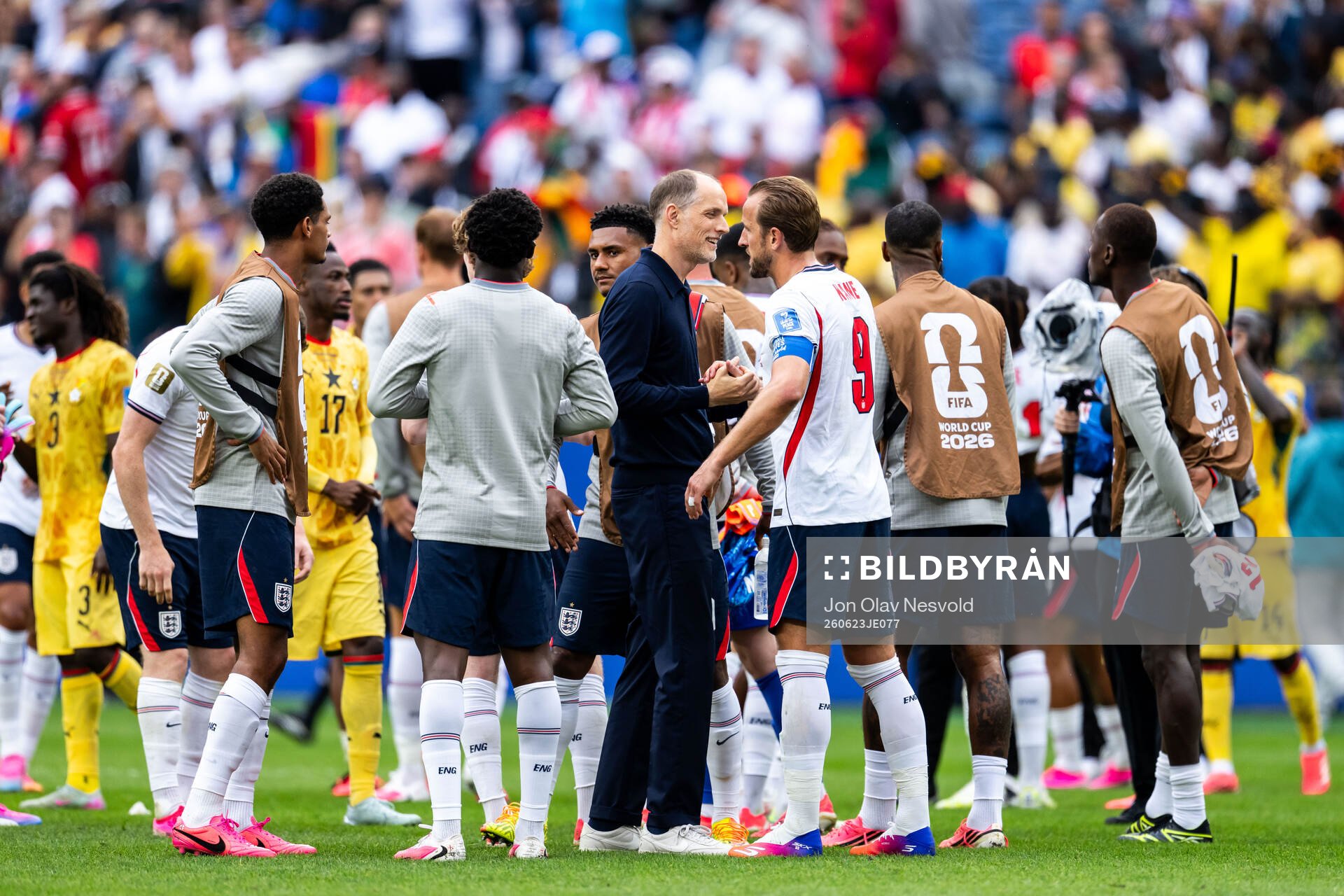 Head coach Thomas Tuchel and Harry Kane of England